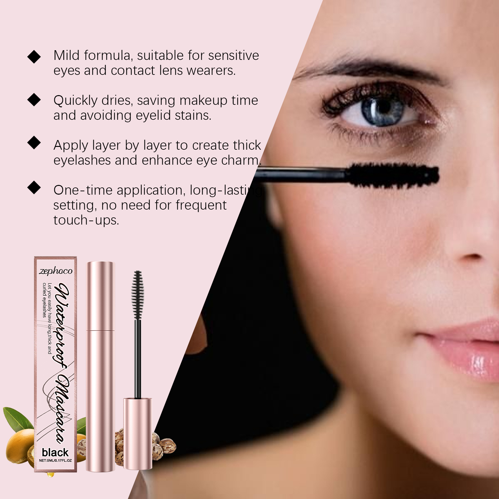 (Brown) Curling Mascara Daily Moisturizing Natural Bright Long Lasting Anti Smudge Eye Makeup