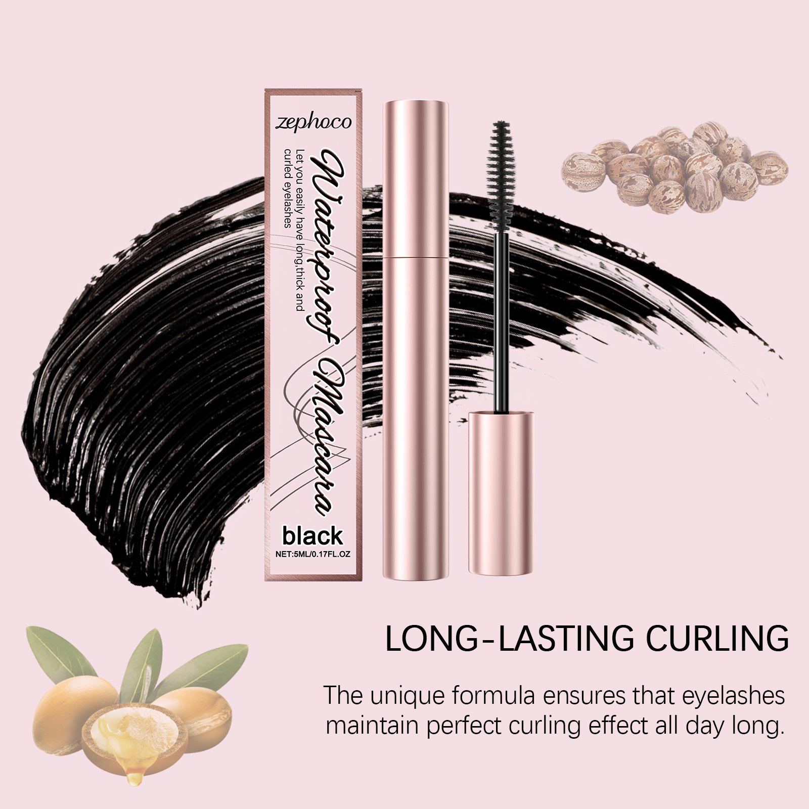 (Brown) Curling Mascara Daily Moisturizing Natural Bright Long Lasting Anti Smudge Eye Makeup
