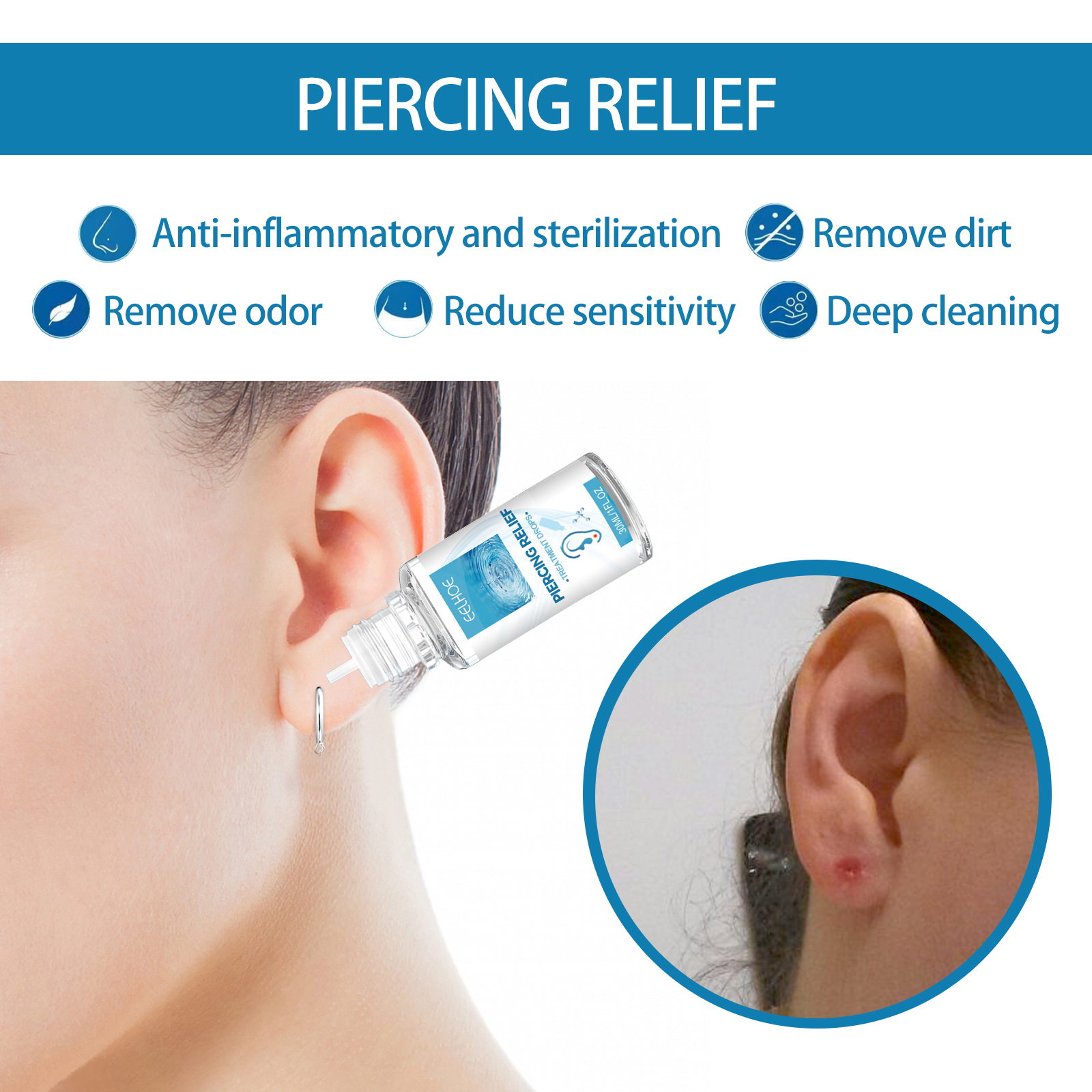 Piercing Relief Treatment Drops Aftercare Soothing Piercing Care Liquid 30ml