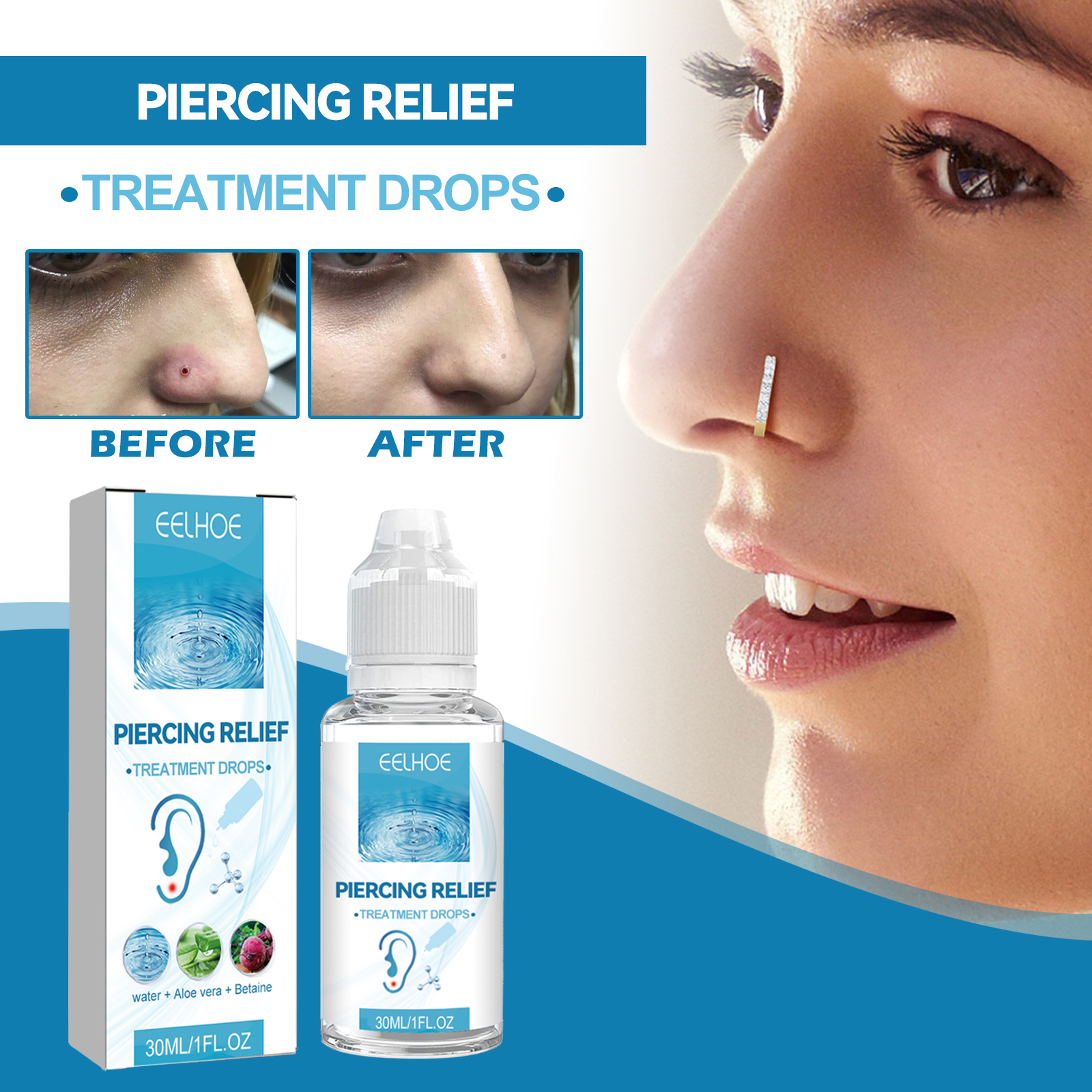Piercing Relief Treatment Drops Aftercare Soothing Piercing Care Liquid 30ml