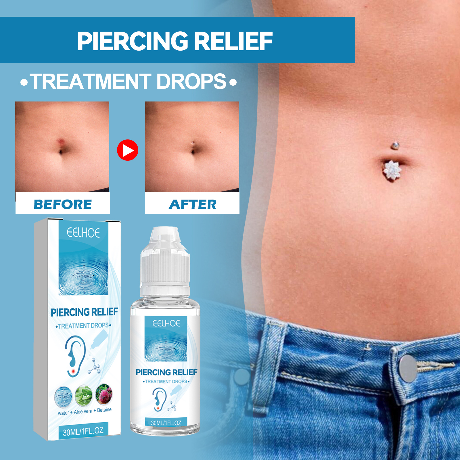 Piercing Relief Treatment Drops Aftercare Soothing Piercing Care Liquid 30ml