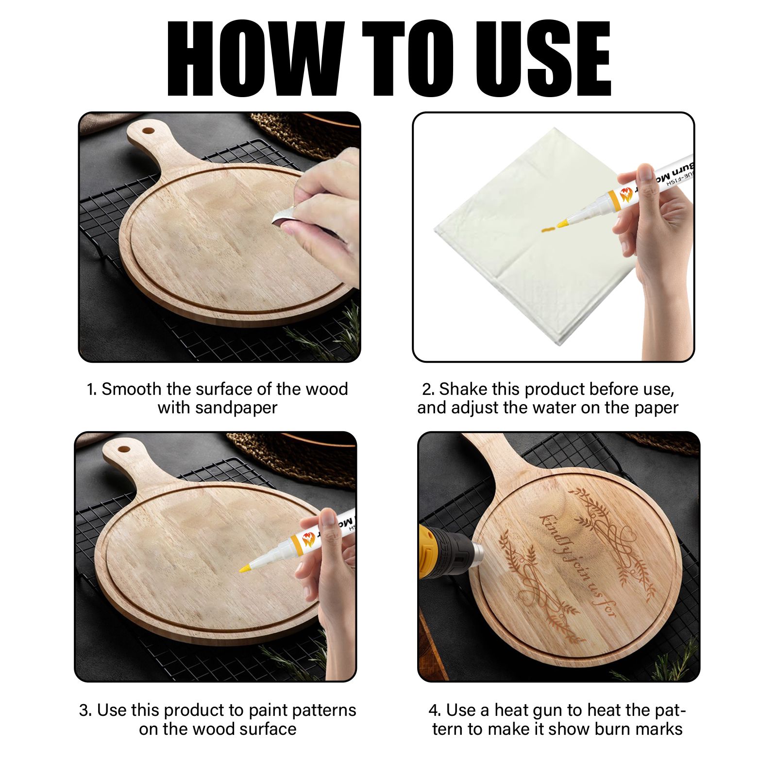 Wood Burning Marker Pen For DIY Coasters Cutting Boards And Wood Crafts Heat Activated Design Tool