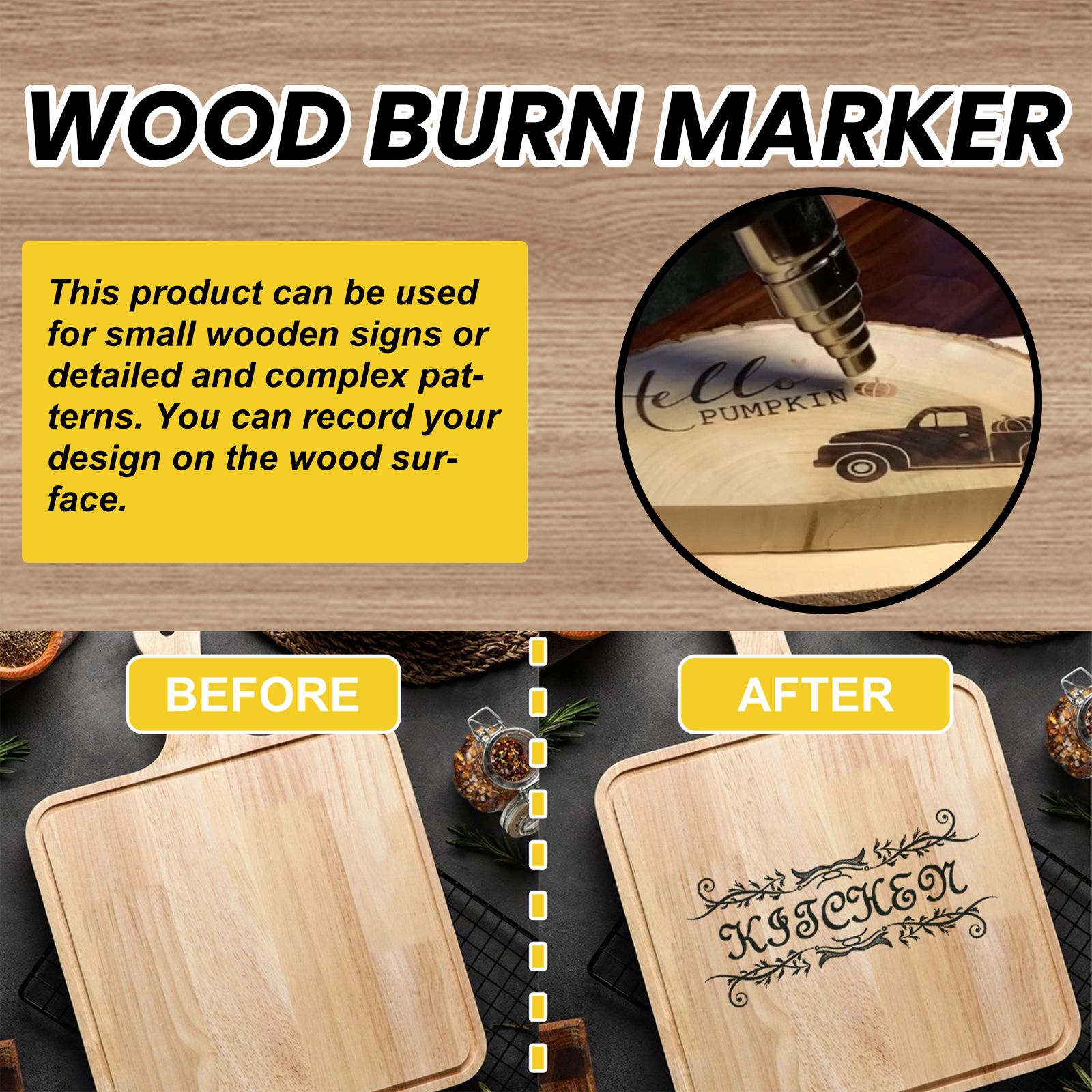 Wood Burning Marker Pen For DIY Coasters Cutting Boards And Wood Crafts Heat Activated Design Tool