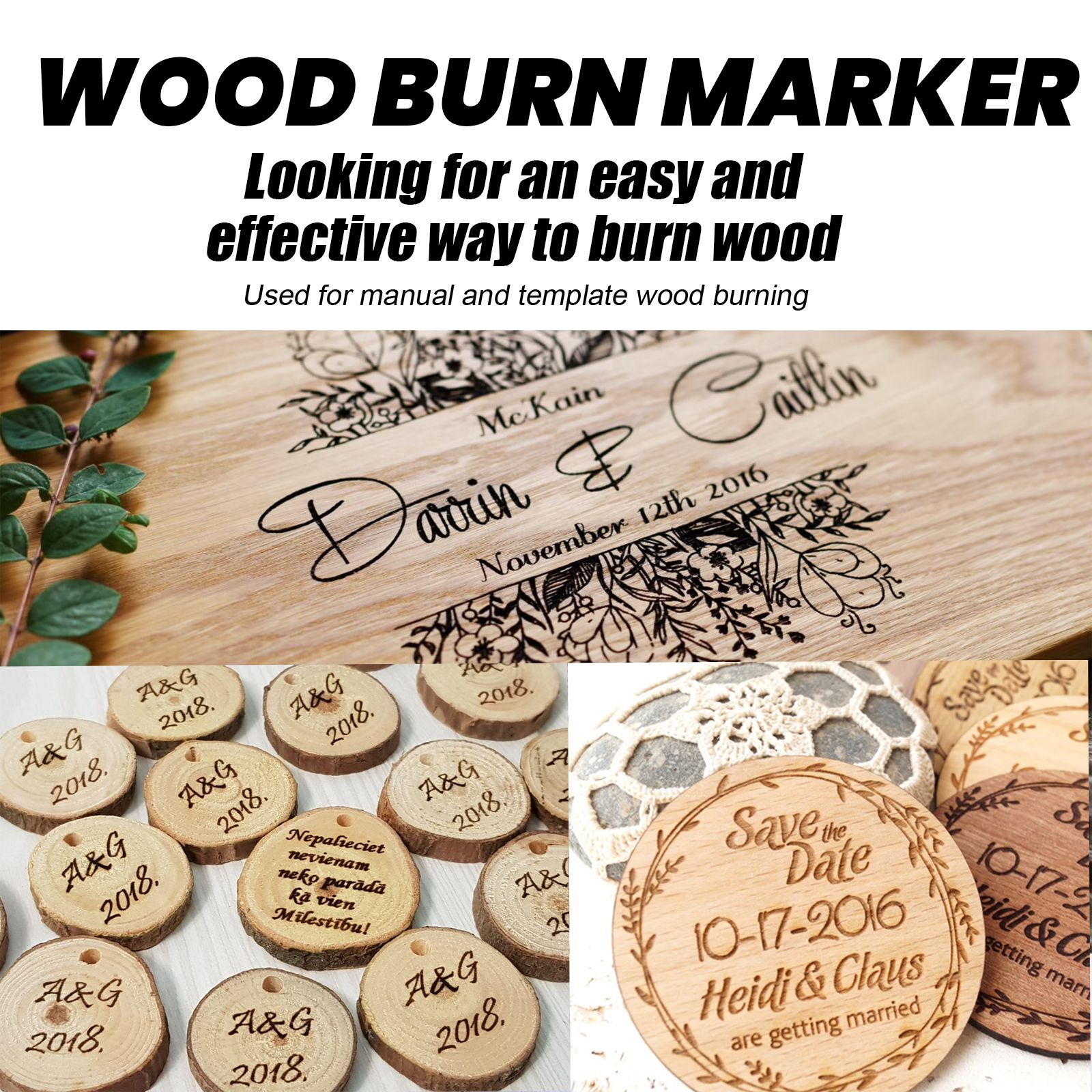 Wood Burning Marker Pen For DIY Coasters Cutting Boards And Wood Crafts Heat Activated Design Tool
