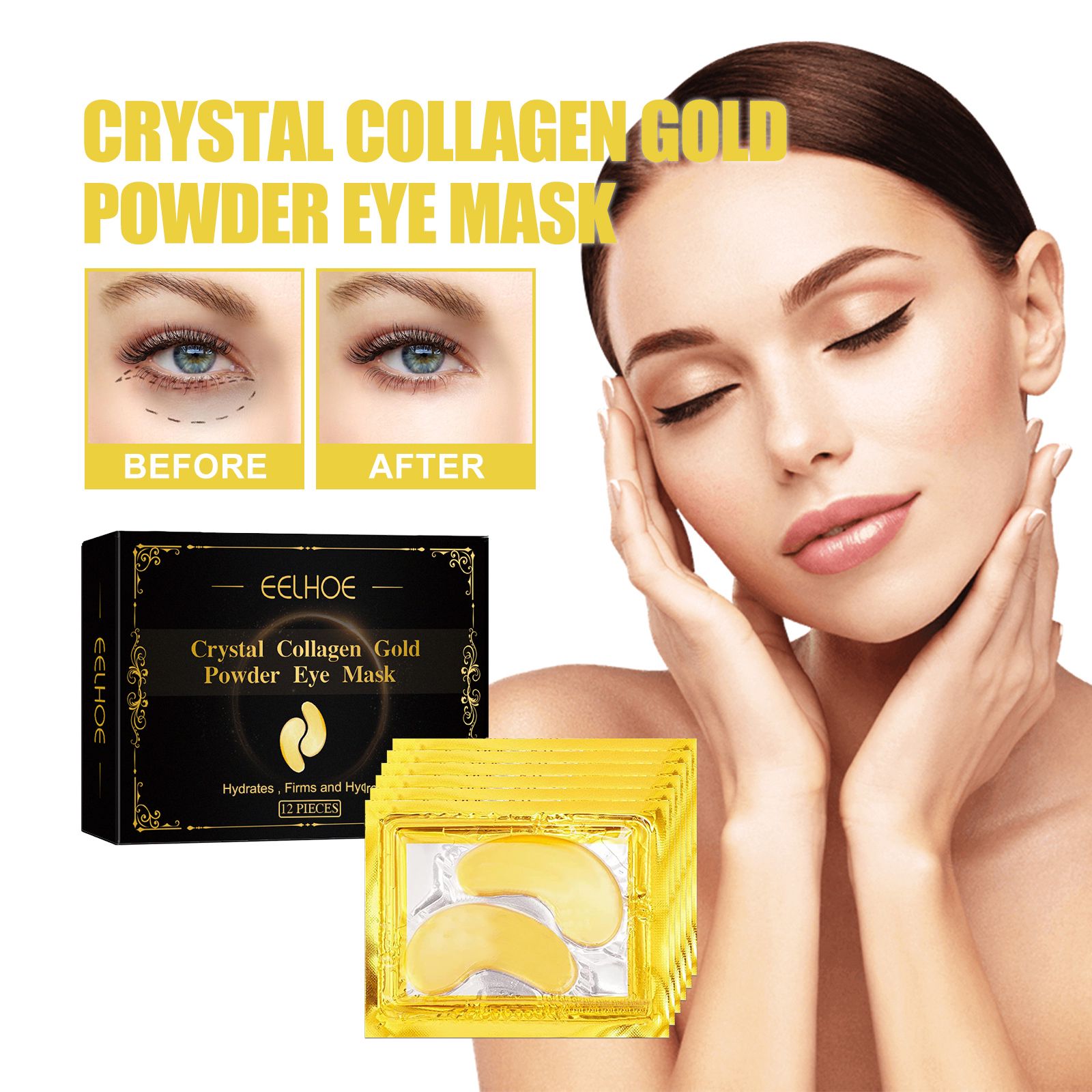 Collagen Eye Mask Hydrating Firming For Dark Circles Puffiness And Daily Eye Care