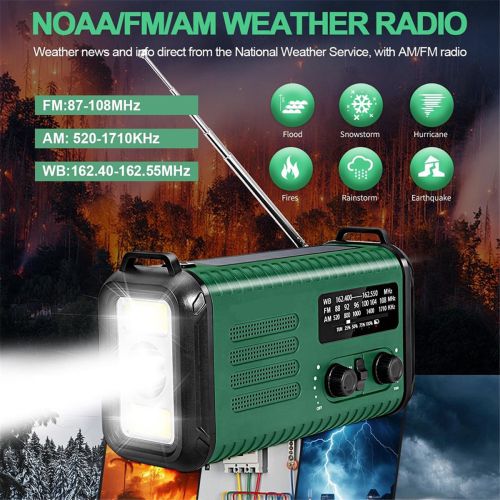 10000mAh Solar Hand Crank Emergency Radio NOAA AM FM