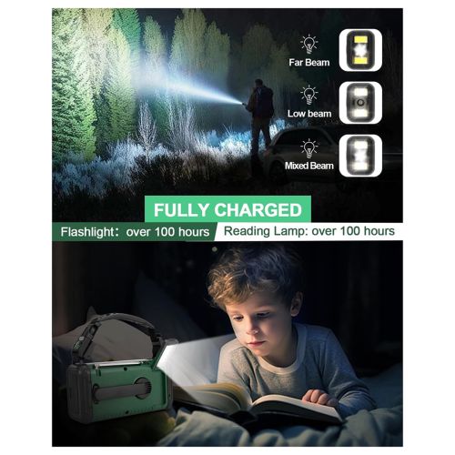 10000mAh Solar Hand Crank Emergency Radio NOAA AM FM