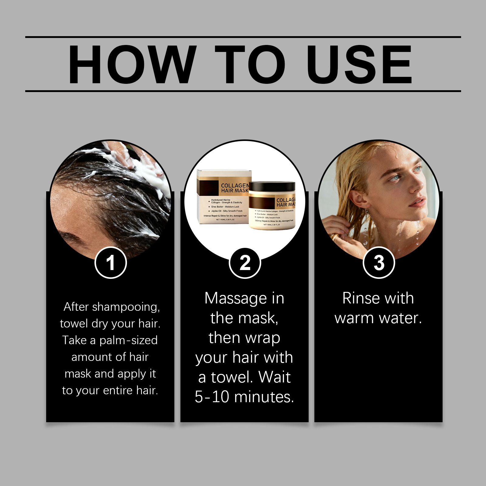 Collagen Hair Mask Coconut Oil Moisturizer Conditioner Soft Smooth Care Dry Frizzy Damaged Repair Revitalize Hair Conditioner