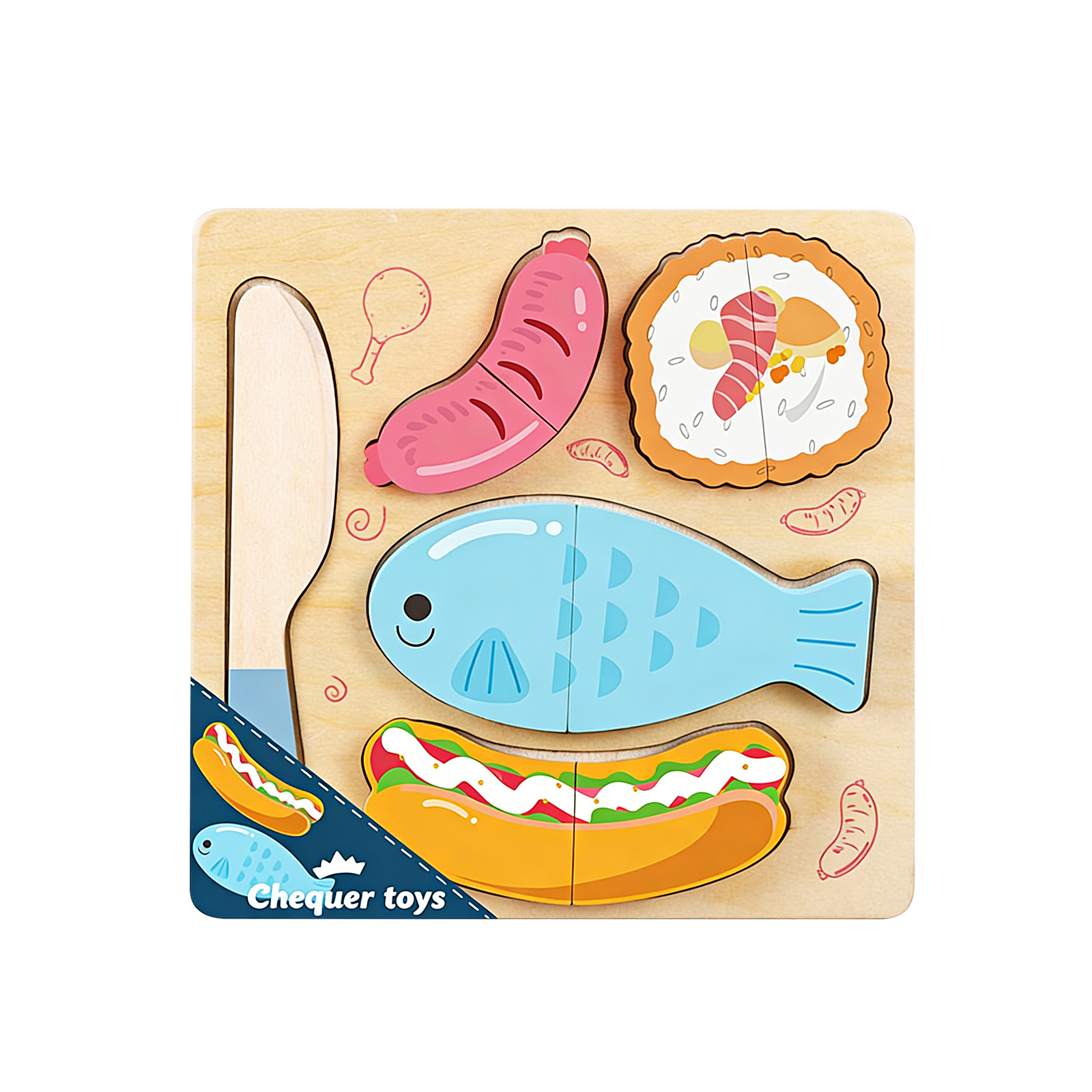 (Vegetable) Wooden Play Food For Kids Wooden Play Food Fruits Pretend Cutting Toy Puzzle Educational Toy Kitchen Food Toy For Toddler & Kids