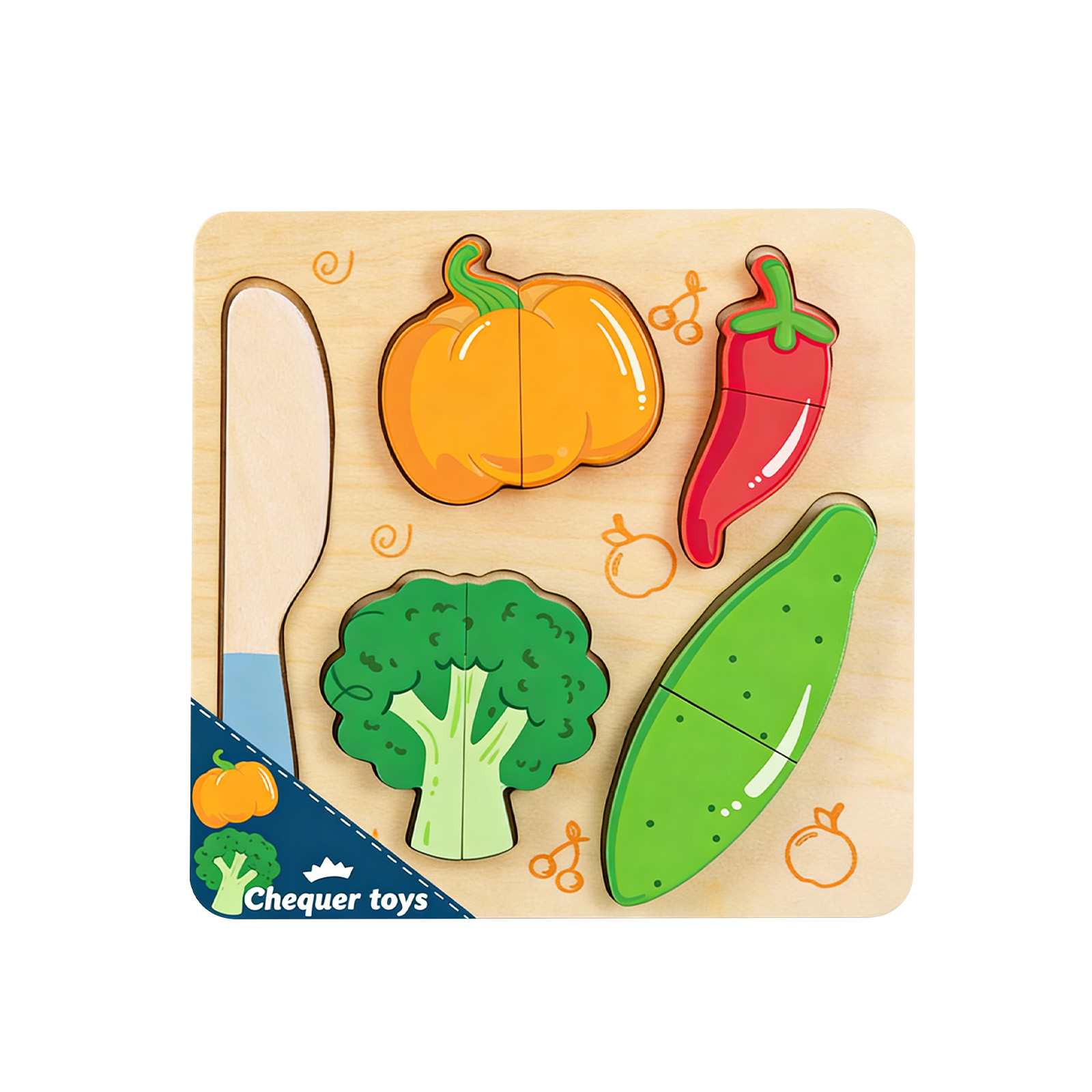 (Vegetable) Wooden Play Food For Kids Wooden Play Food Fruits Pretend Cutting Toy Puzzle Educational Toy Kitchen Food Toy For Toddler & Kids