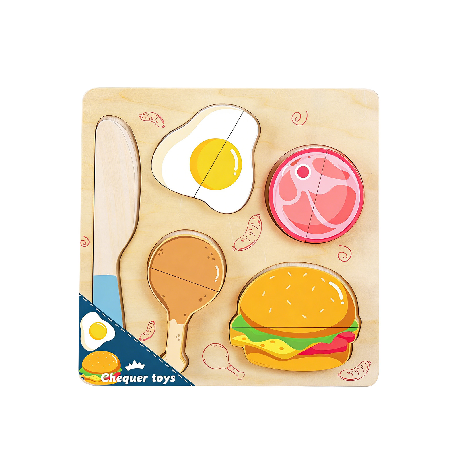 (Vegetable) Wooden Play Food For Kids Wooden Play Food Fruits Pretend Cutting Toy Puzzle Educational Toy Kitchen Food Toy For Toddler & Kids