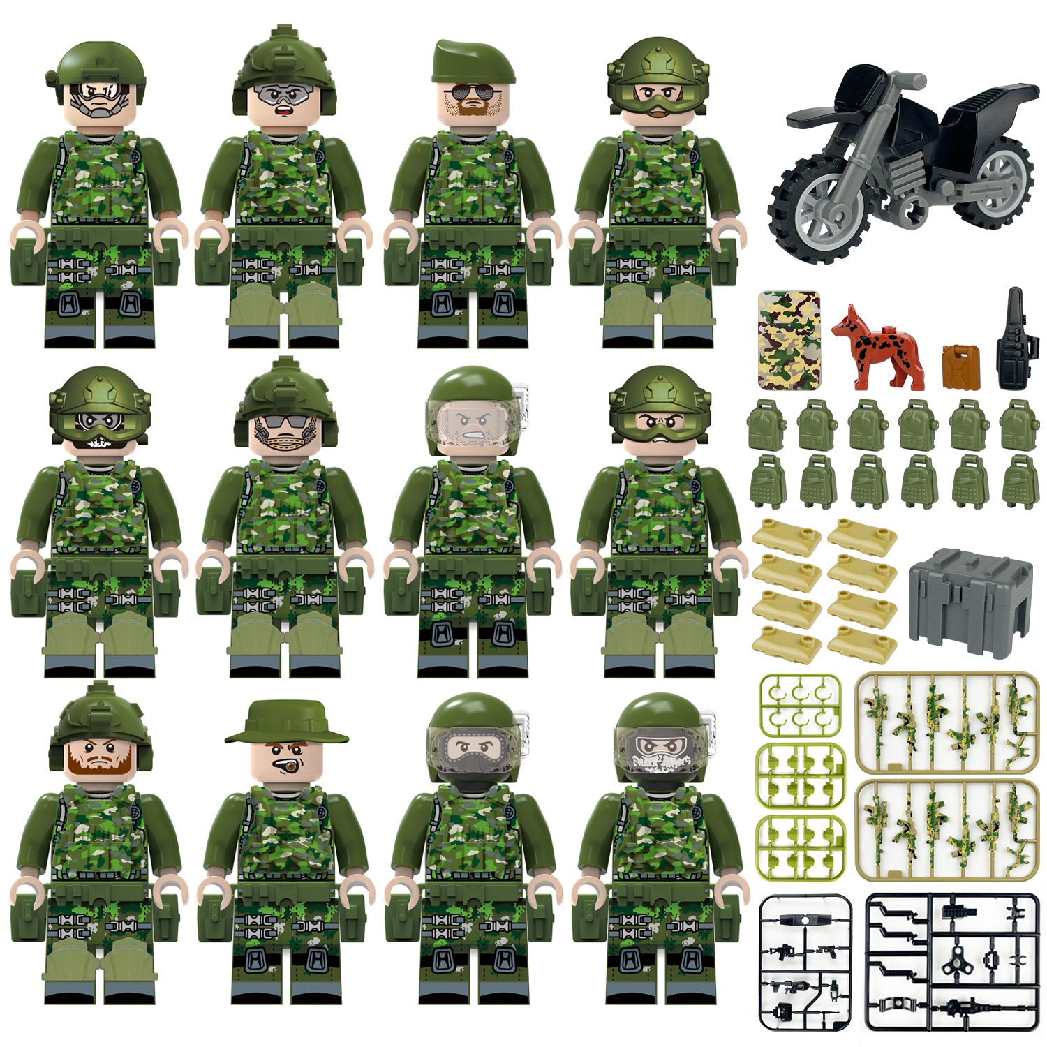 (Army C) Special Forces Toys Building Blocks Set Military Mini Figures with Camouflage Clothing Role Play Encourage Imaginative Play for Kids