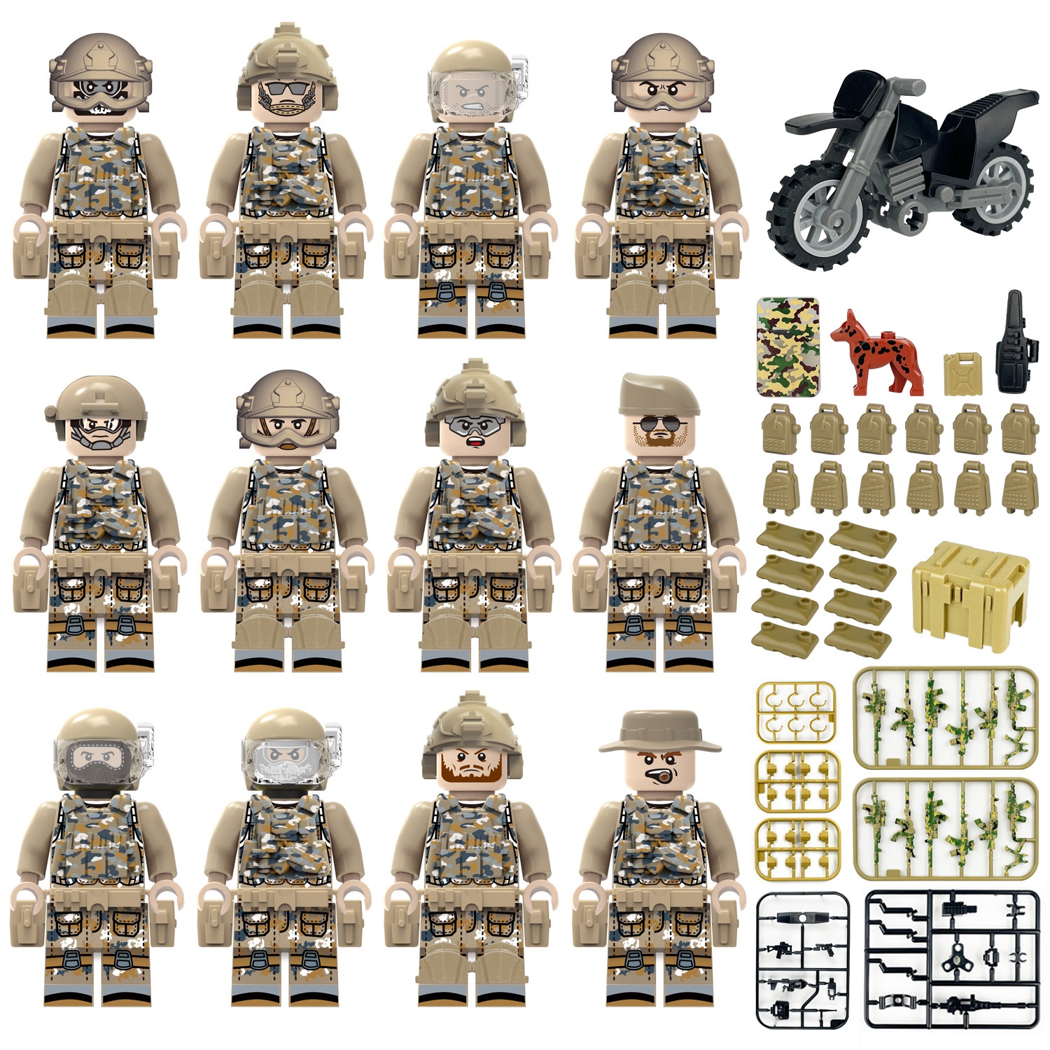 (Army C) Special Forces Toys Building Blocks Set Military Mini Figures with Camouflage Clothing Role Play Encourage Imaginative Play for Kids