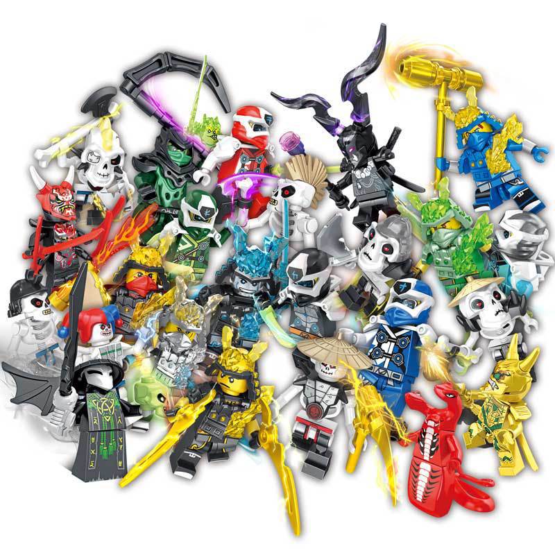 (Style B) Ninja Mini Figures Character Set Building Blocks Toys Gift for Kids Party Bag Fillers Party Supplies Collectible Series Role Play