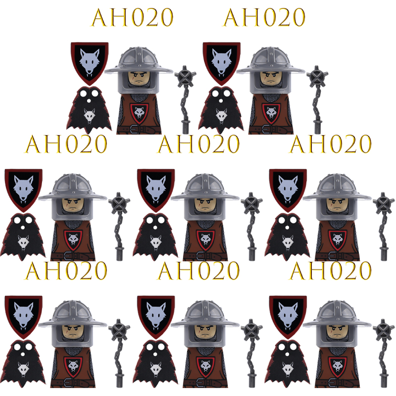 (Style A) Medieval Military Wolf Cavalry Figures Building Block Army Soldier Weapons Castle Knight Sword Shield Flag Accessory Bricks Toys