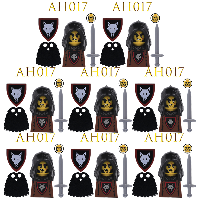 (Style A) Medieval Military Wolf Cavalry Figures Building Block Army Soldier Weapons Castle Knight Sword Shield Flag Accessory Bricks Toys