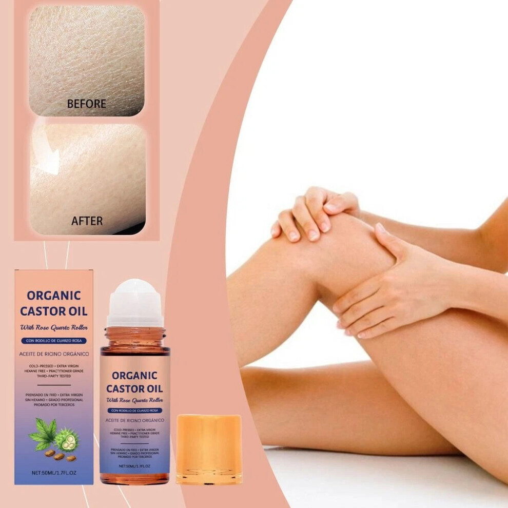 4X Organic Golden Castor Oil Roll-On with Rose Quartz | 100% Pure for Skin 50ML