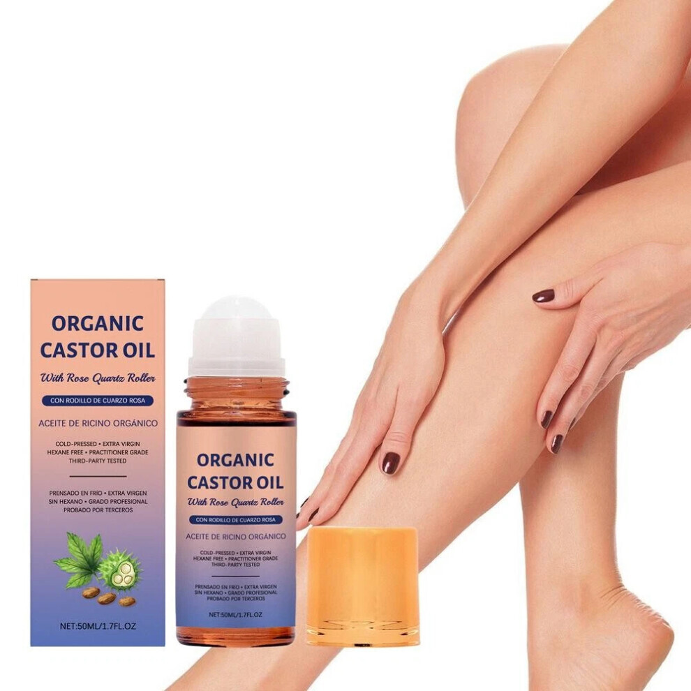 4X Organic Golden Castor Oil Roll-On with Rose Quartz | 100% Pure for Skin 50ML