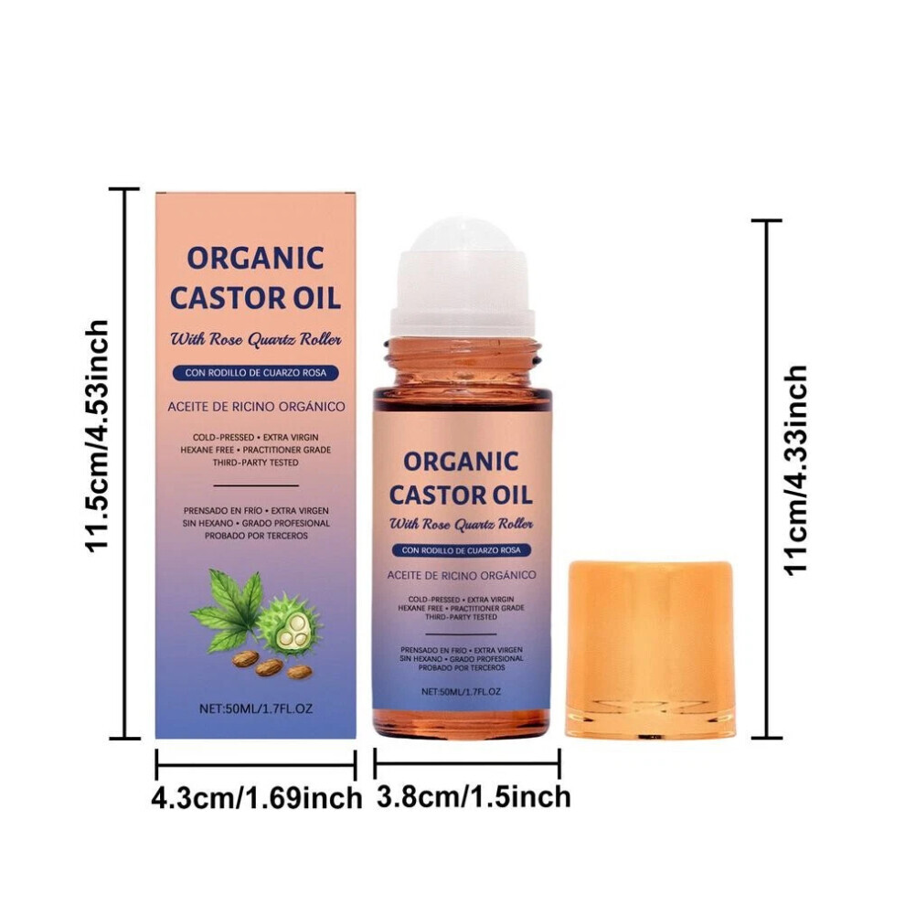 4X Organic Golden Castor Oil Roll-On with Rose Quartz | 100% Pure for Skin 50ML