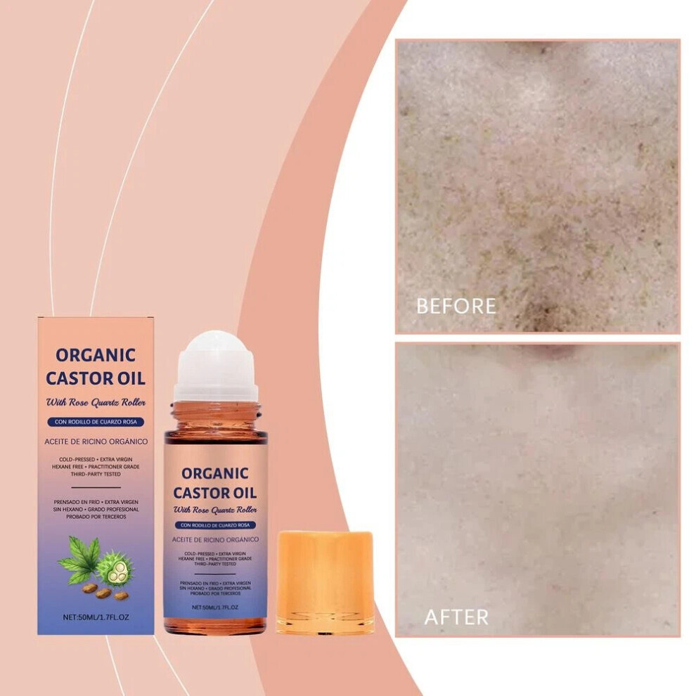 4X Organic Golden Castor Oil Roll-On with Rose Quartz | 100% Pure for Skin 50ML