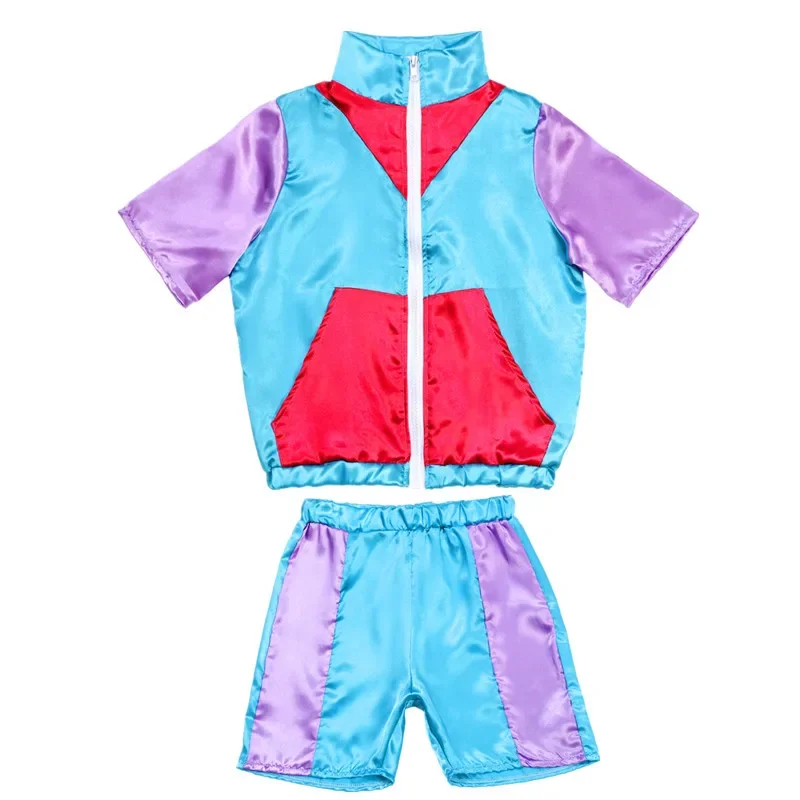 (150CM) 80s 90s Kids Disco Costumes Hip Hop Street Dance Leotards School Sports Short Sleeve Shorts Pop Dance Festival Performance Wear