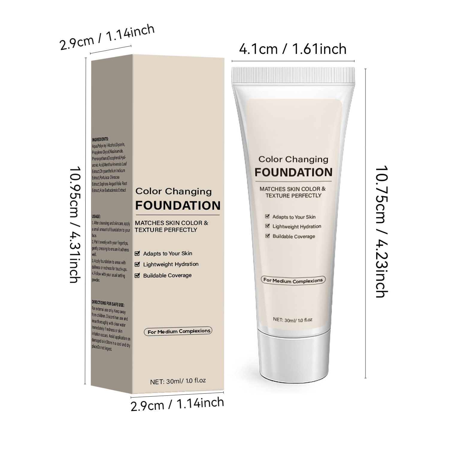 Luminous Light Adapting Foundation Fluid Medium Skin Tone Natural Radiant Finish for Daily Home Use Natural 30ml