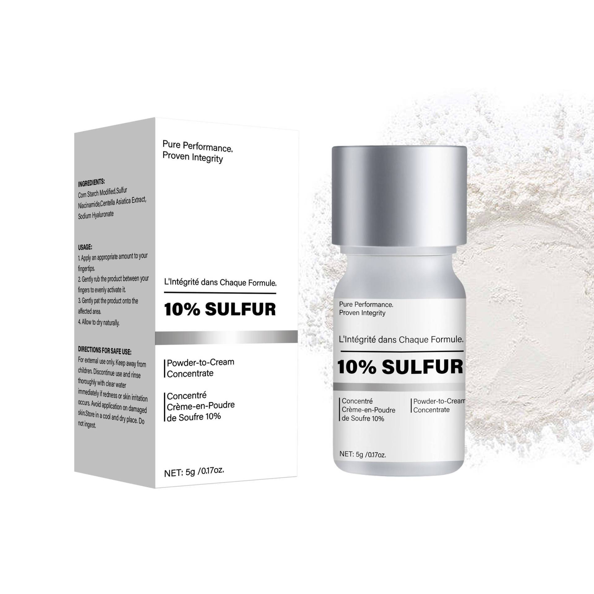Sulfur 10 Percent Powder Concentrated Cream For Acne Prone Skin Clearing And Blemish Control Treatment 5g