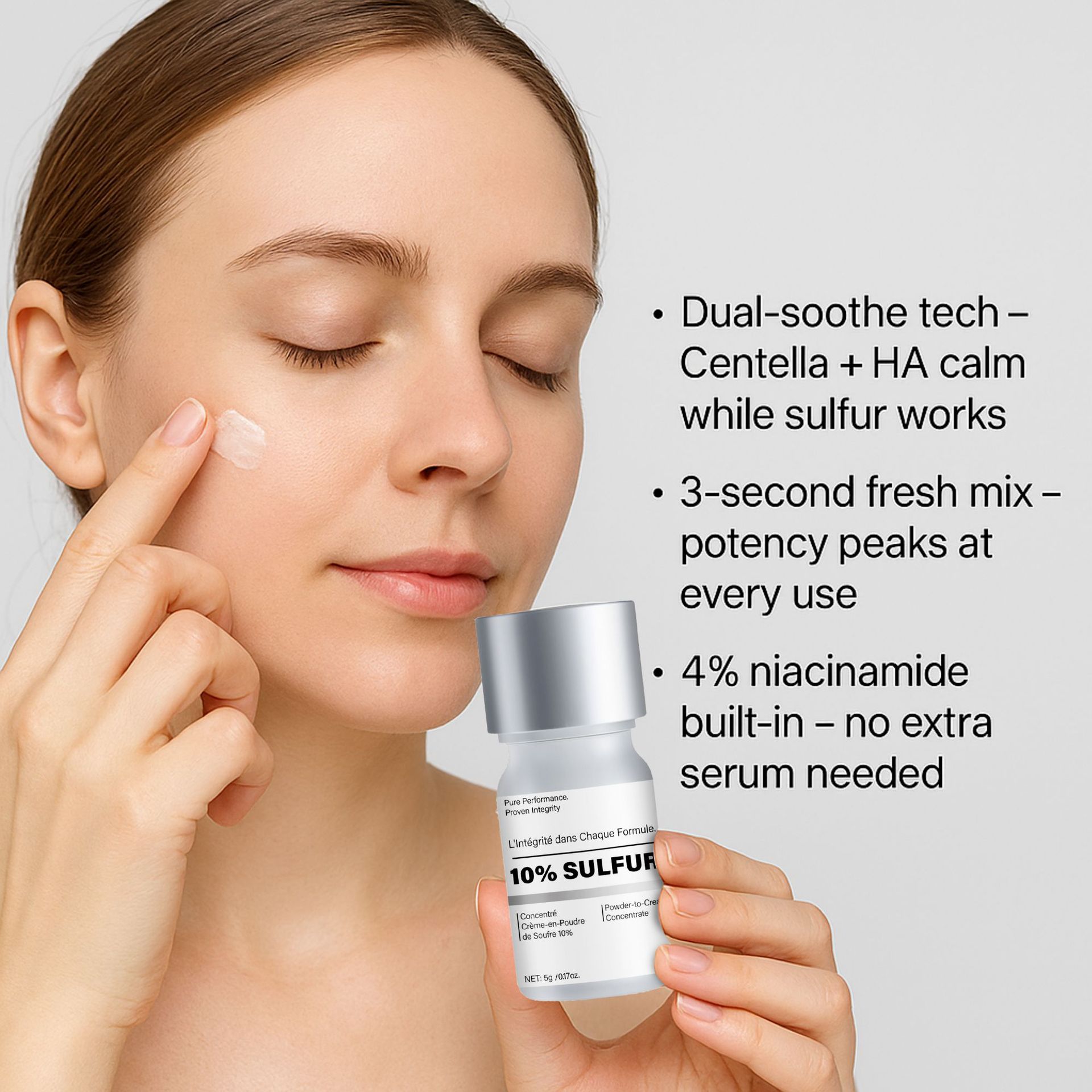 Sulfur 10 Percent Powder Concentrated Cream For Acne Prone Skin Clearing And Blemish Control Treatment 5g