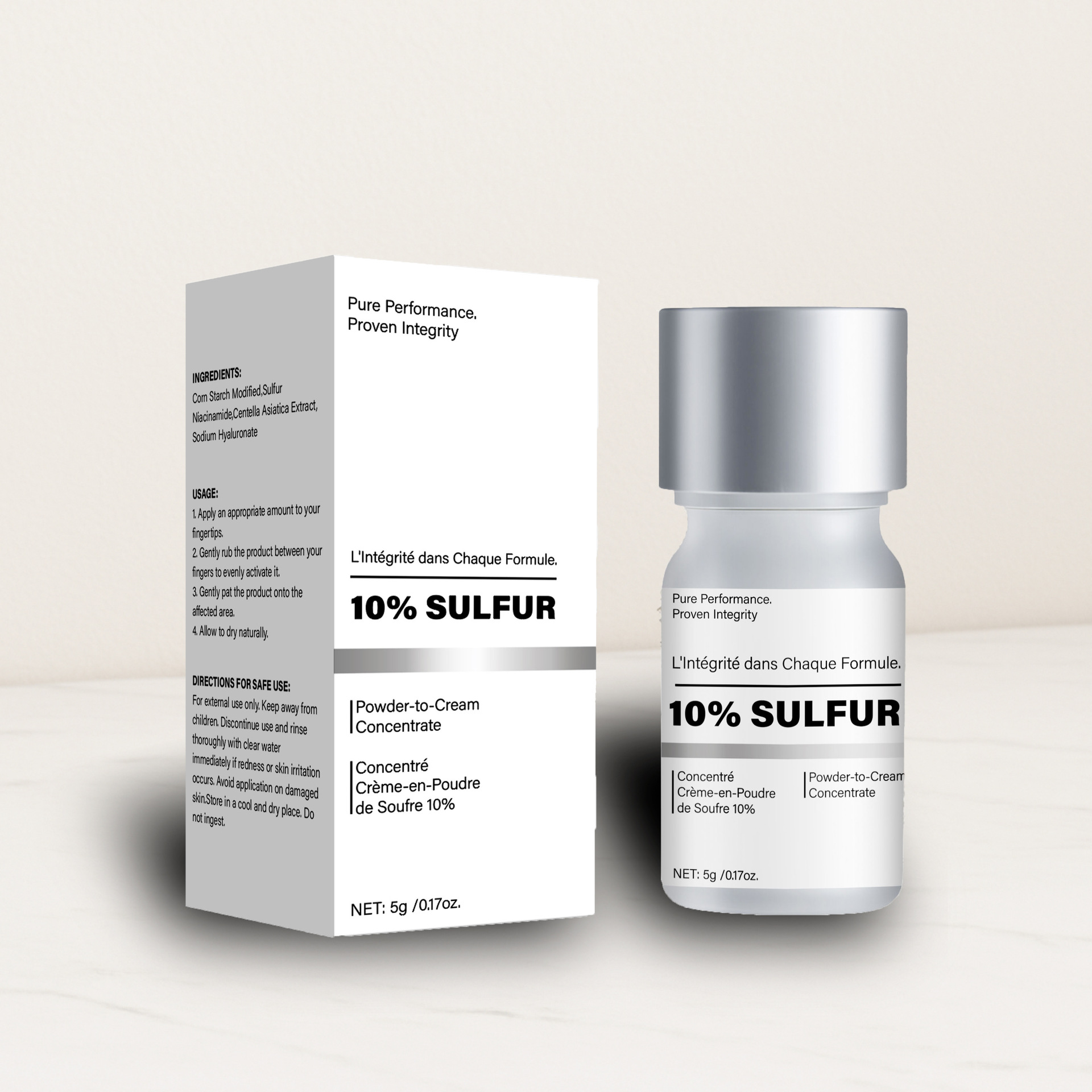Sulfur 10 Percent Powder Concentrated Cream For Acne Prone Skin Clearing And Blemish Control Treatment 5g