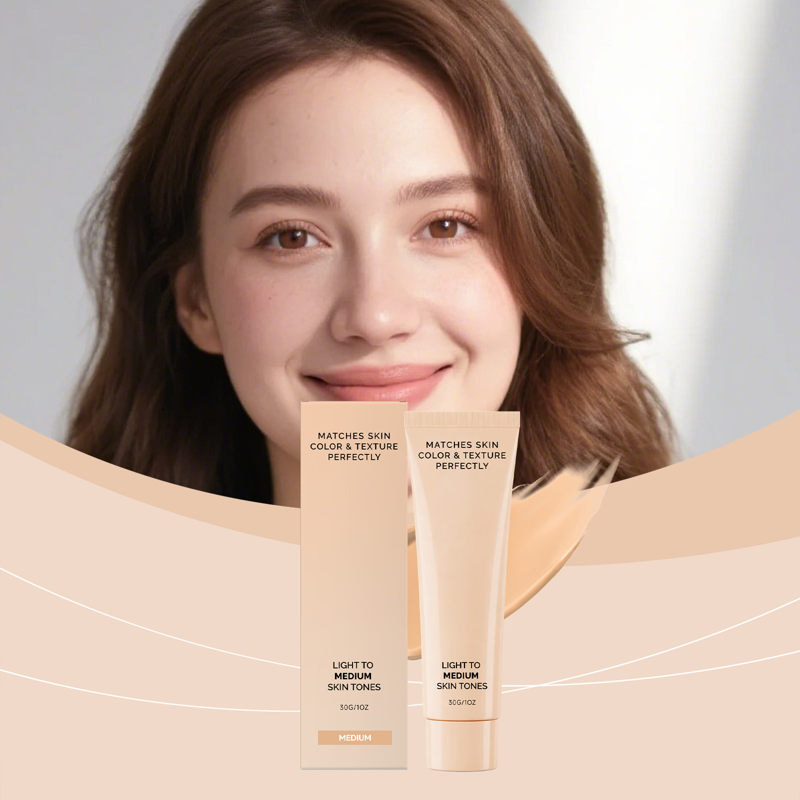 (Medium Dark) Skin Concealer Foundation Mild Moisturizing Natural Fit Sheer Cover Hydrating Light Longwear For Facial Makeup Daily Use