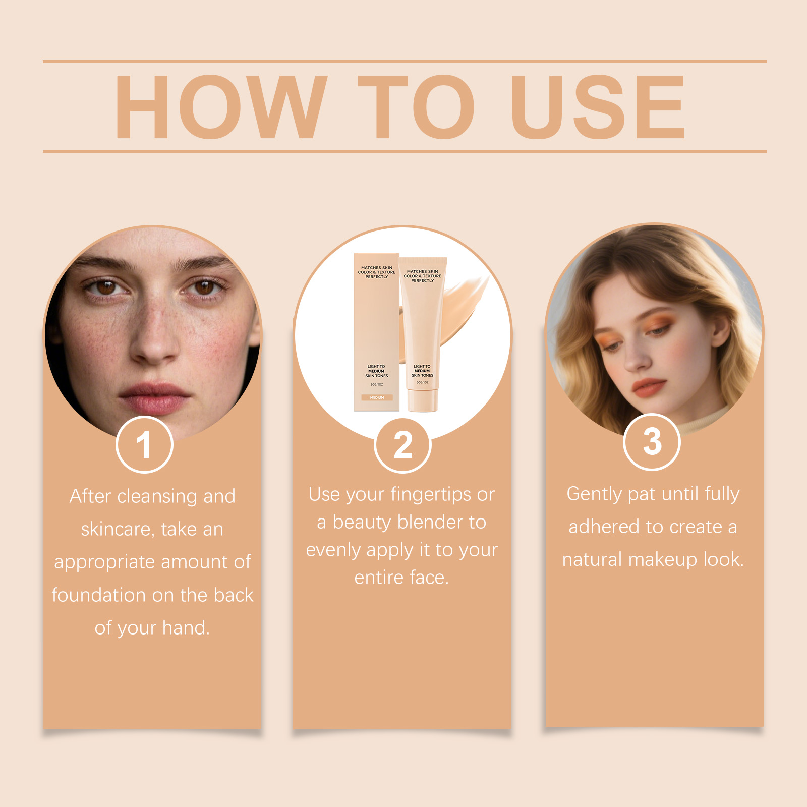 (Medium Dark) Skin Concealer Foundation Mild Moisturizing Natural Fit Sheer Cover Hydrating Light Longwear For Facial Makeup Daily Use