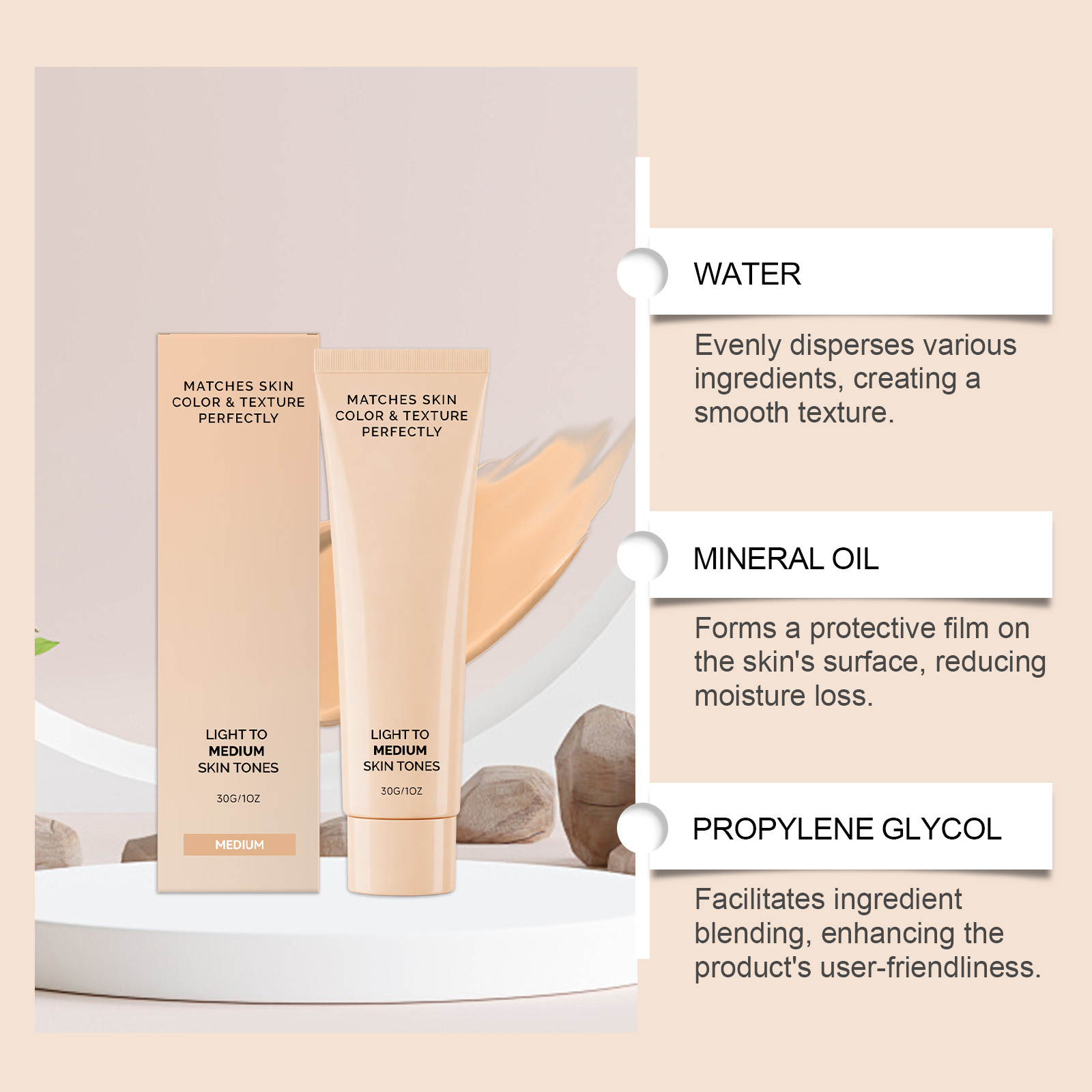 (Medium Dark) Skin Concealer Foundation Mild Moisturizing Natural Fit Sheer Cover Hydrating Light Longwear For Facial Makeup Daily Use