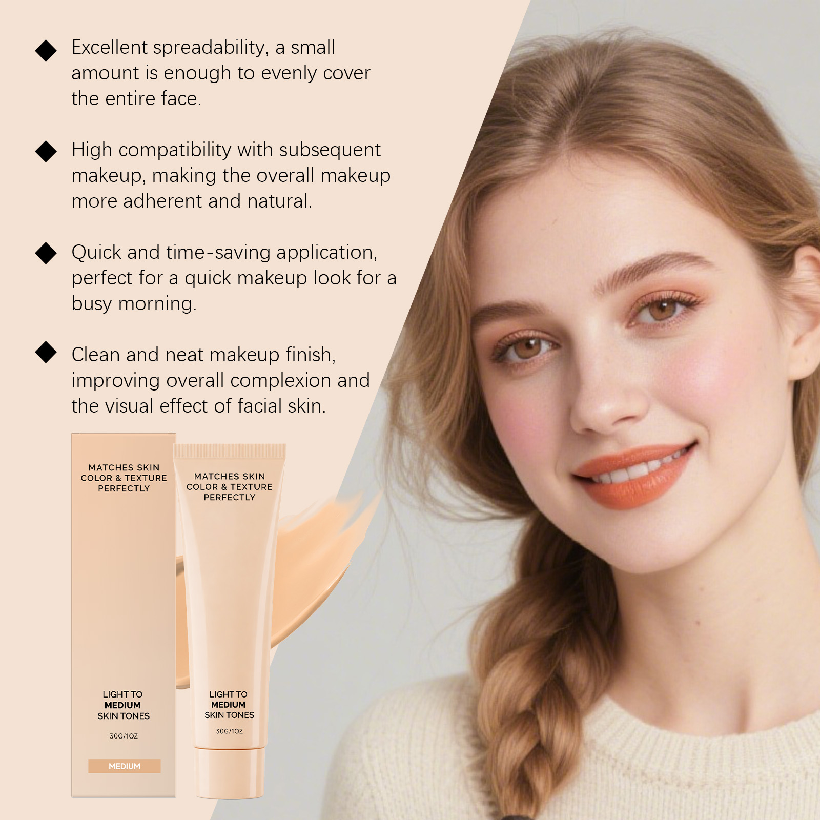 (Medium Dark) Skin Concealer Foundation Mild Moisturizing Natural Fit Sheer Cover Hydrating Light Longwear For Facial Makeup Daily Use