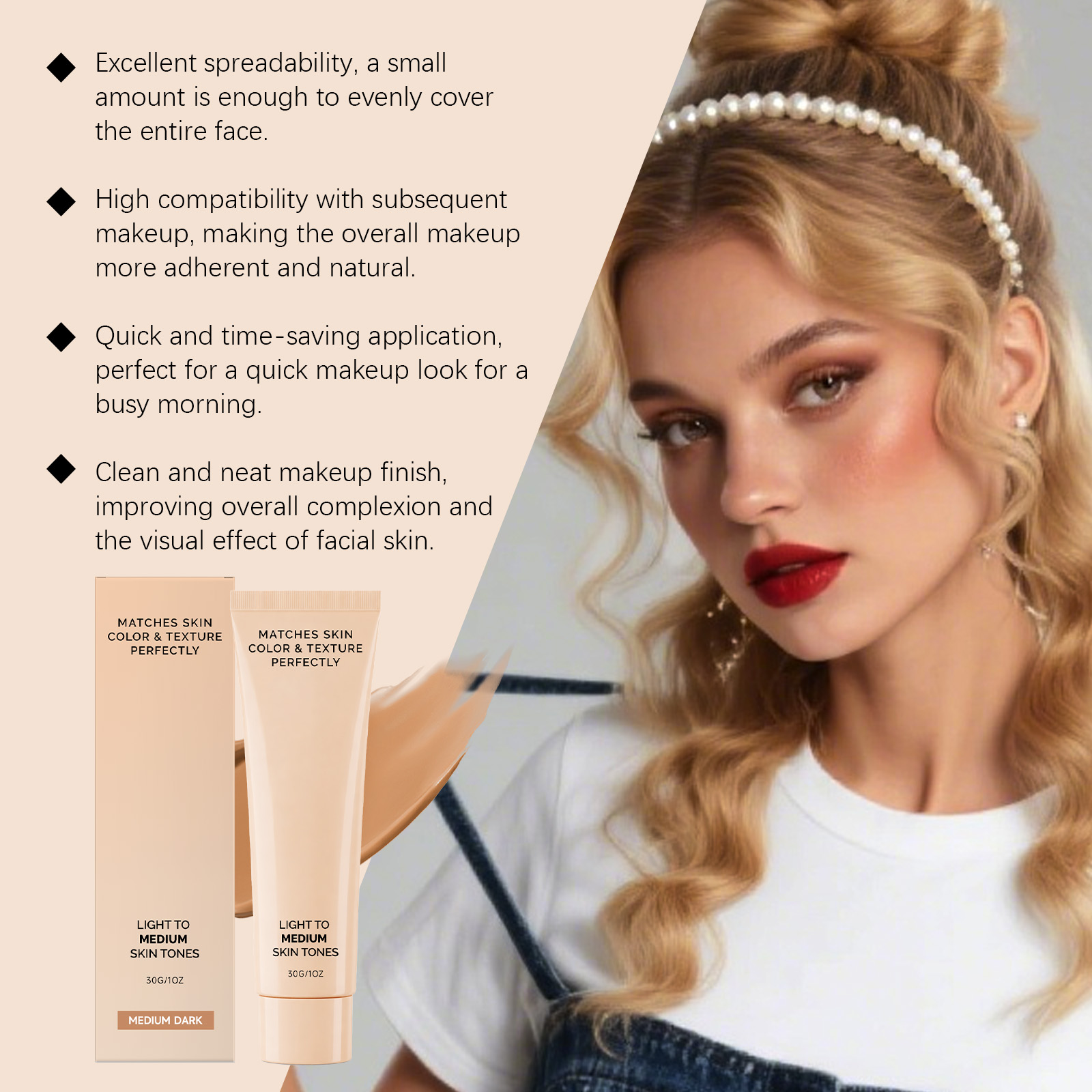 (Medium Dark) Skin Concealer Foundation Mild Moisturizing Natural Fit Sheer Cover Hydrating Light Longwear For Facial Makeup Daily Use