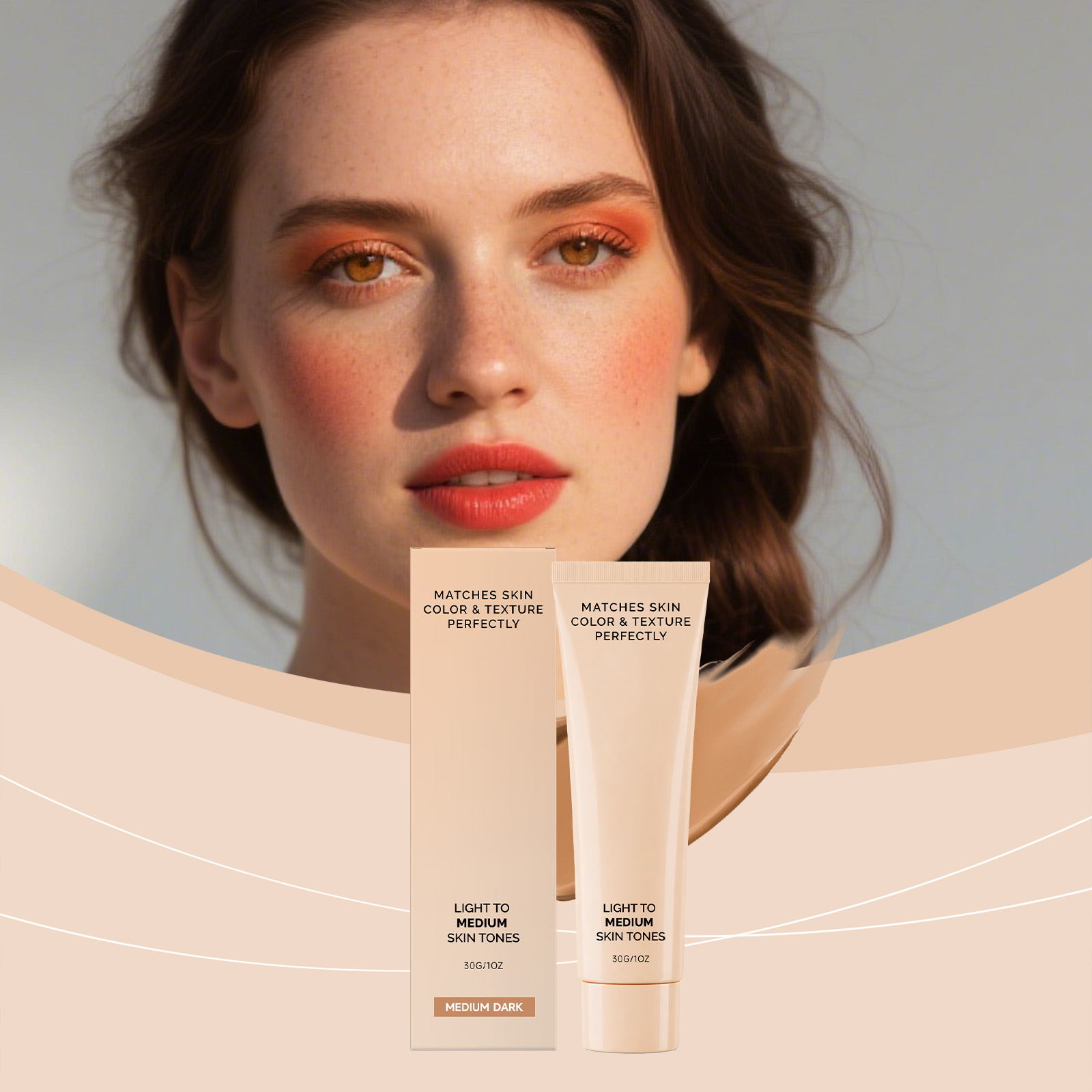 (Medium Dark) Skin Concealer Foundation Mild Moisturizing Natural Fit Sheer Cover Hydrating Light Longwear For Facial Makeup Daily Use