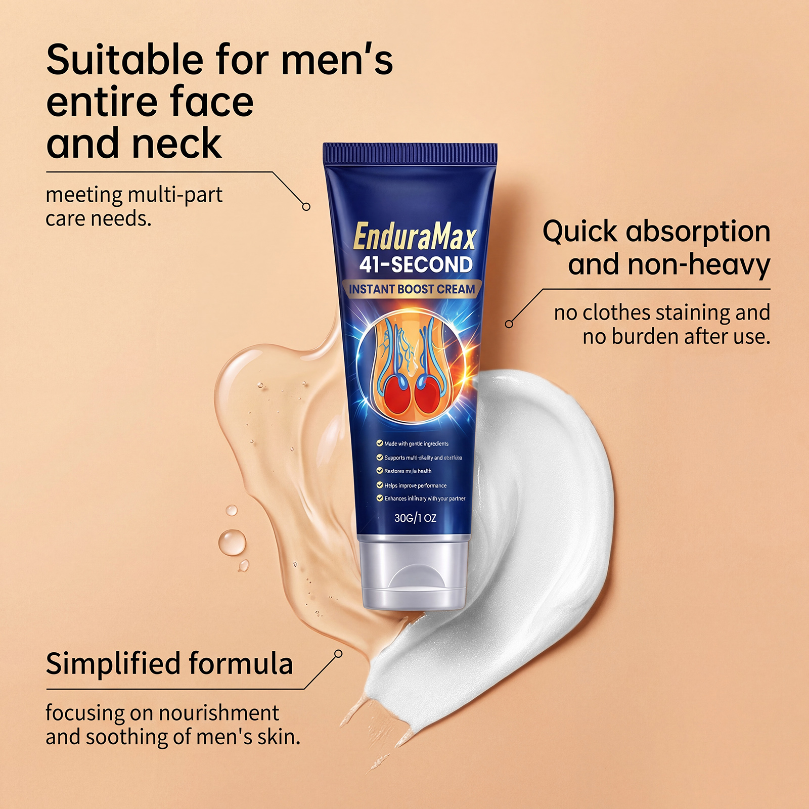 Men Care Cream Light Texture Refreshing Fast Absorb Moisturizing Hydrating Nourishing Daily Body Skin Lotion