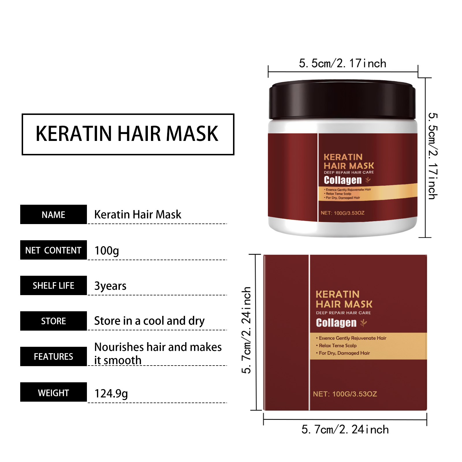 Keratin Nourishing Hair Mask Mild Hydrating Moisturizing Light Soft Repair Dry Frizzy Hair