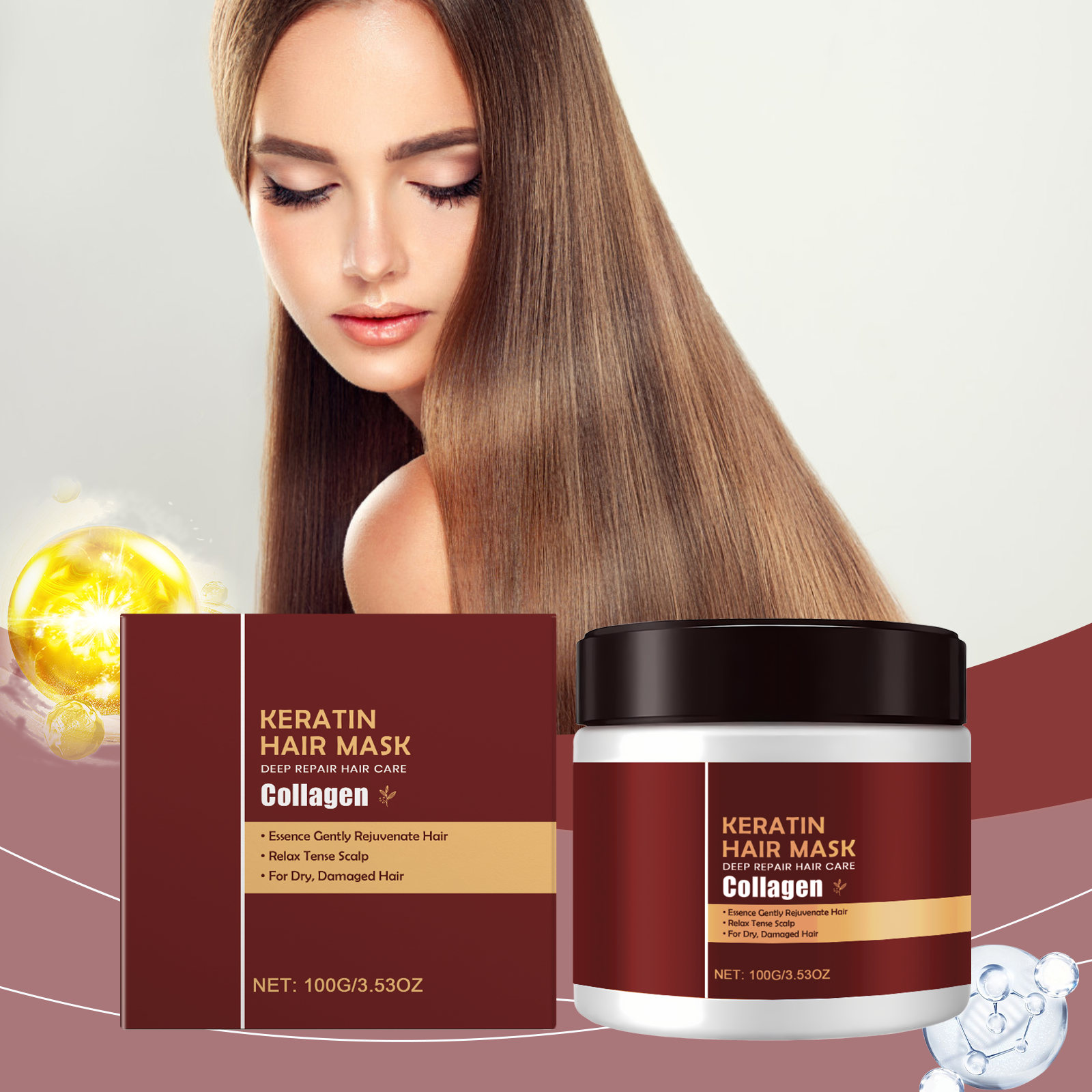 Keratin Nourishing Hair Mask Mild Hydrating Moisturizing Light Soft Repair Dry Frizzy Hair