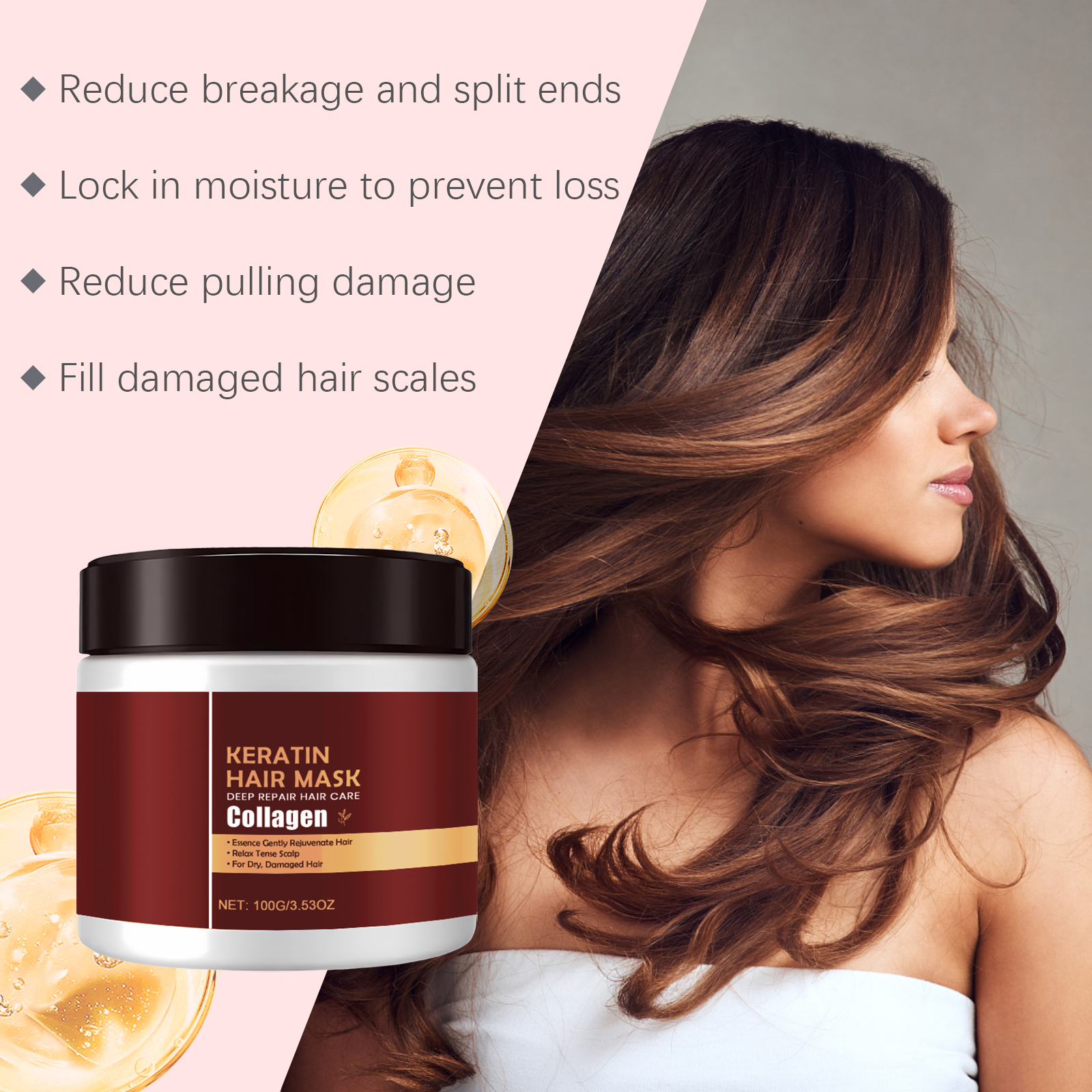 Keratin Nourishing Hair Mask Mild Hydrating Moisturizing Light Soft Repair Dry Frizzy Hair