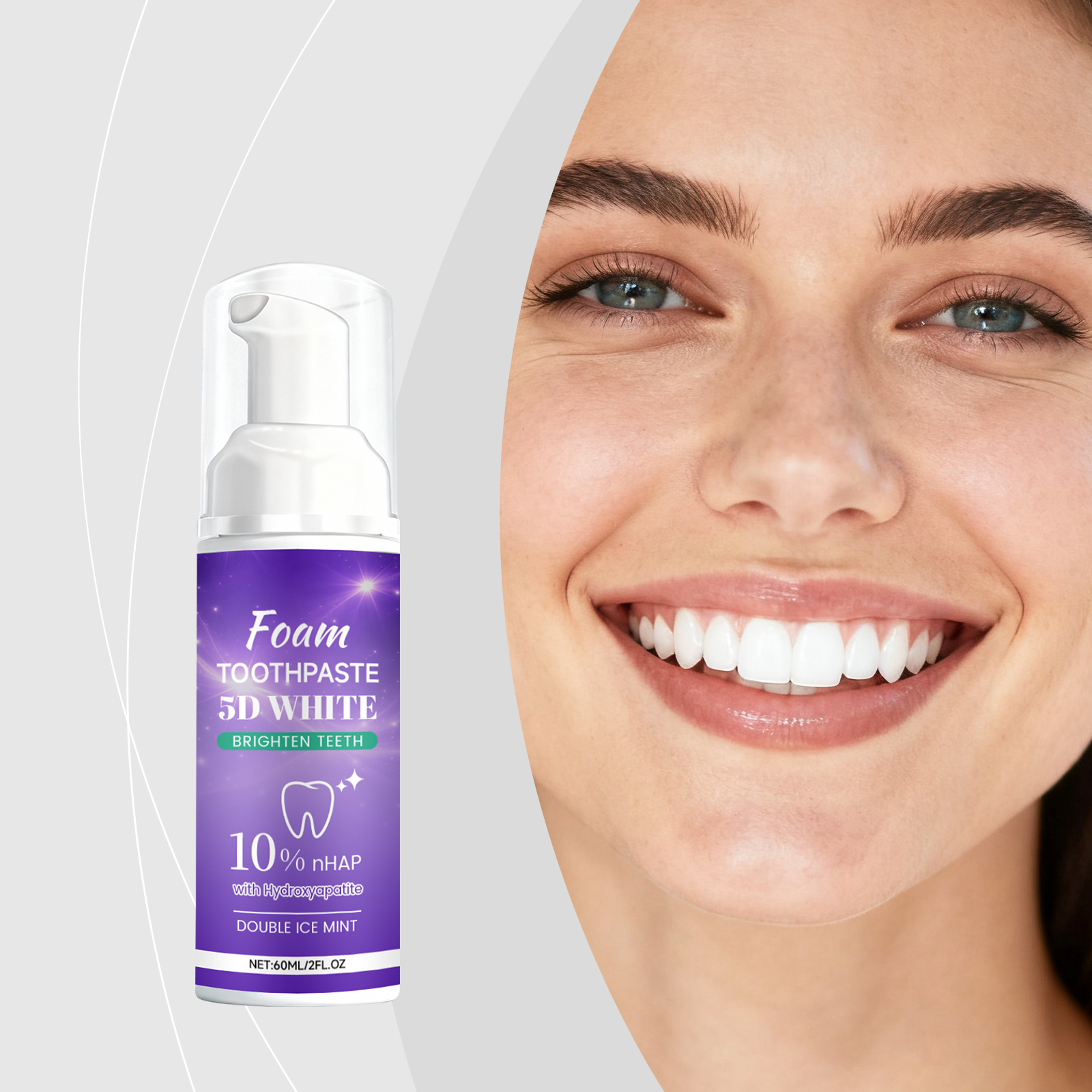 Five D Whitening Foam Toothpaste Mild Clean Fresh Shiny Breath Care Oral Clean Teeth Protection Daily Dental Maintain