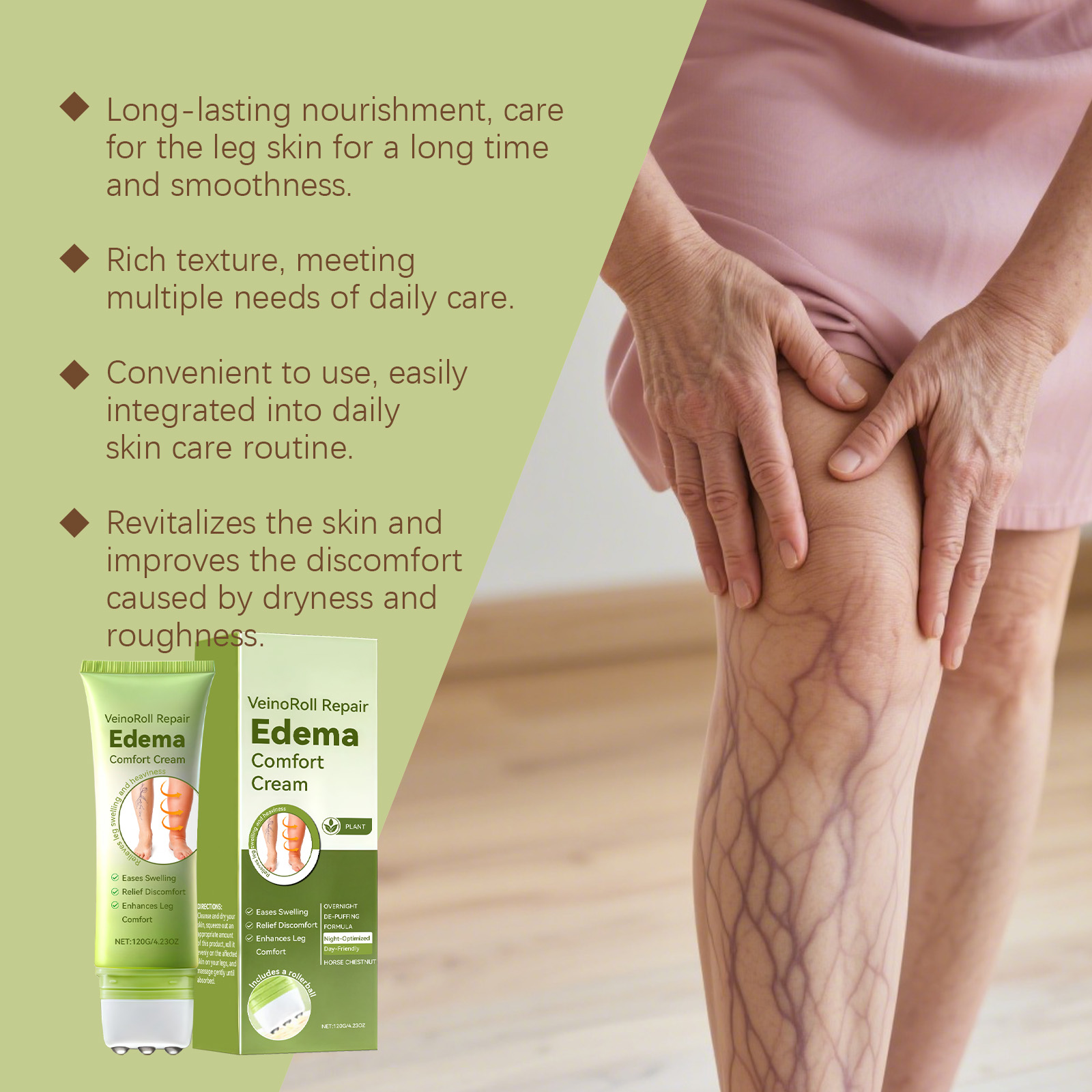 Leg Care Cream Mild Moisturizing Gentle Nourishing Comfort Protect External Roller Massage Daily Skin Lotion For Leg Body