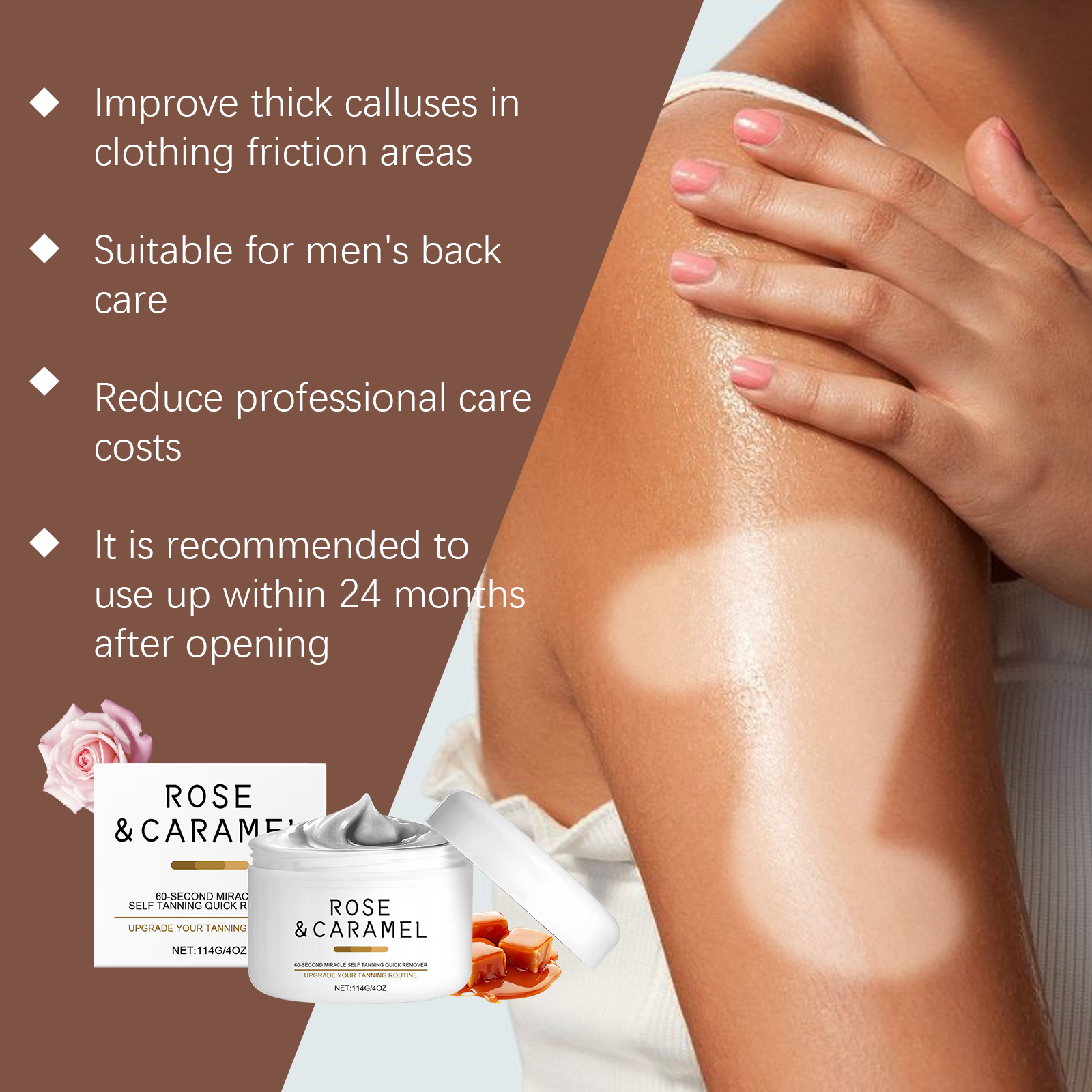 Rose Caramel Scrub Cream Mild Exfoliating Moisturizing Skin Purifying For Body Joint Smooth Complexion Care Lotion