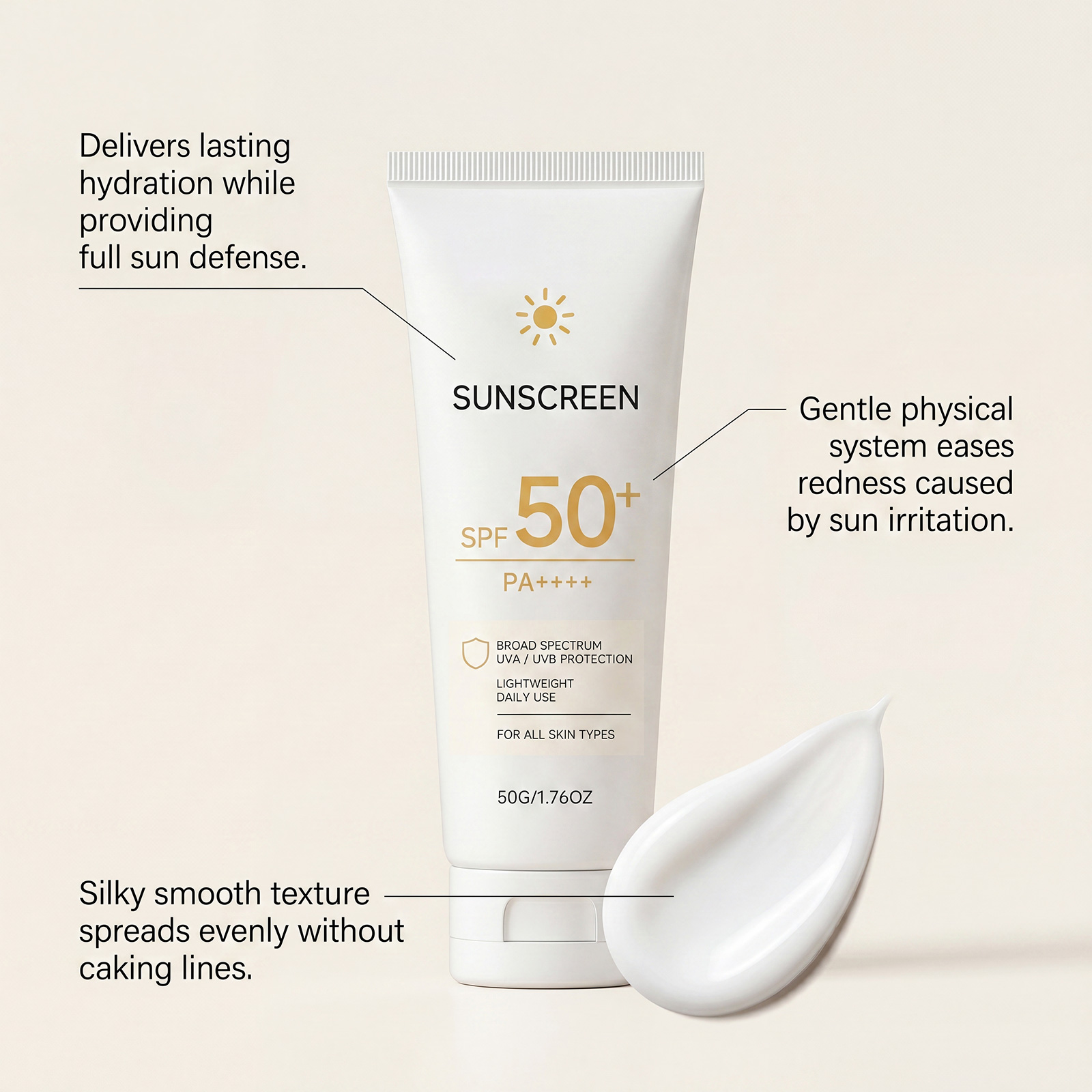 Light Sheer Defense Cream Watery Soft Texture Summer Facial Skin