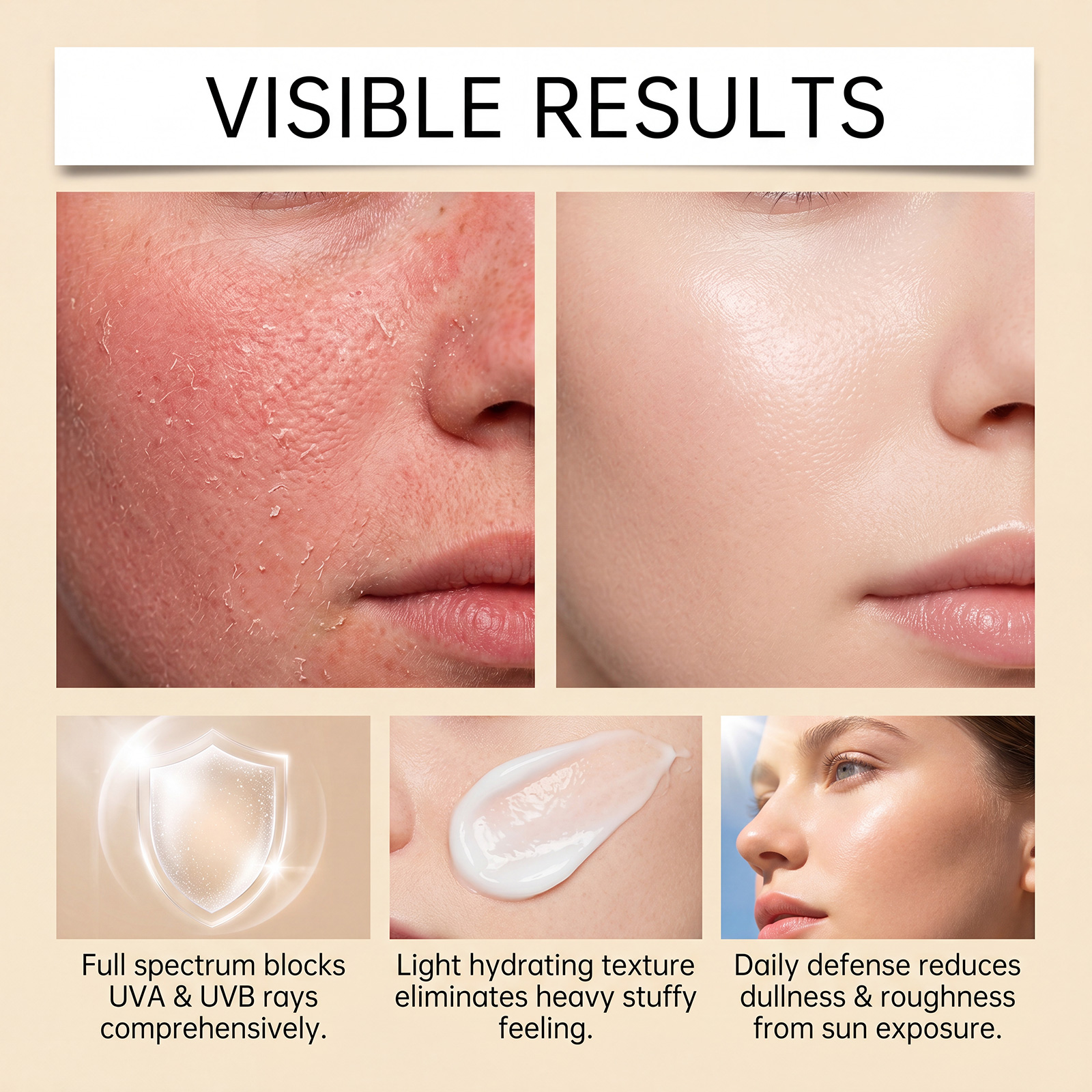 Light Sheer Defense Cream Watery Soft Texture Summer Facial Skin