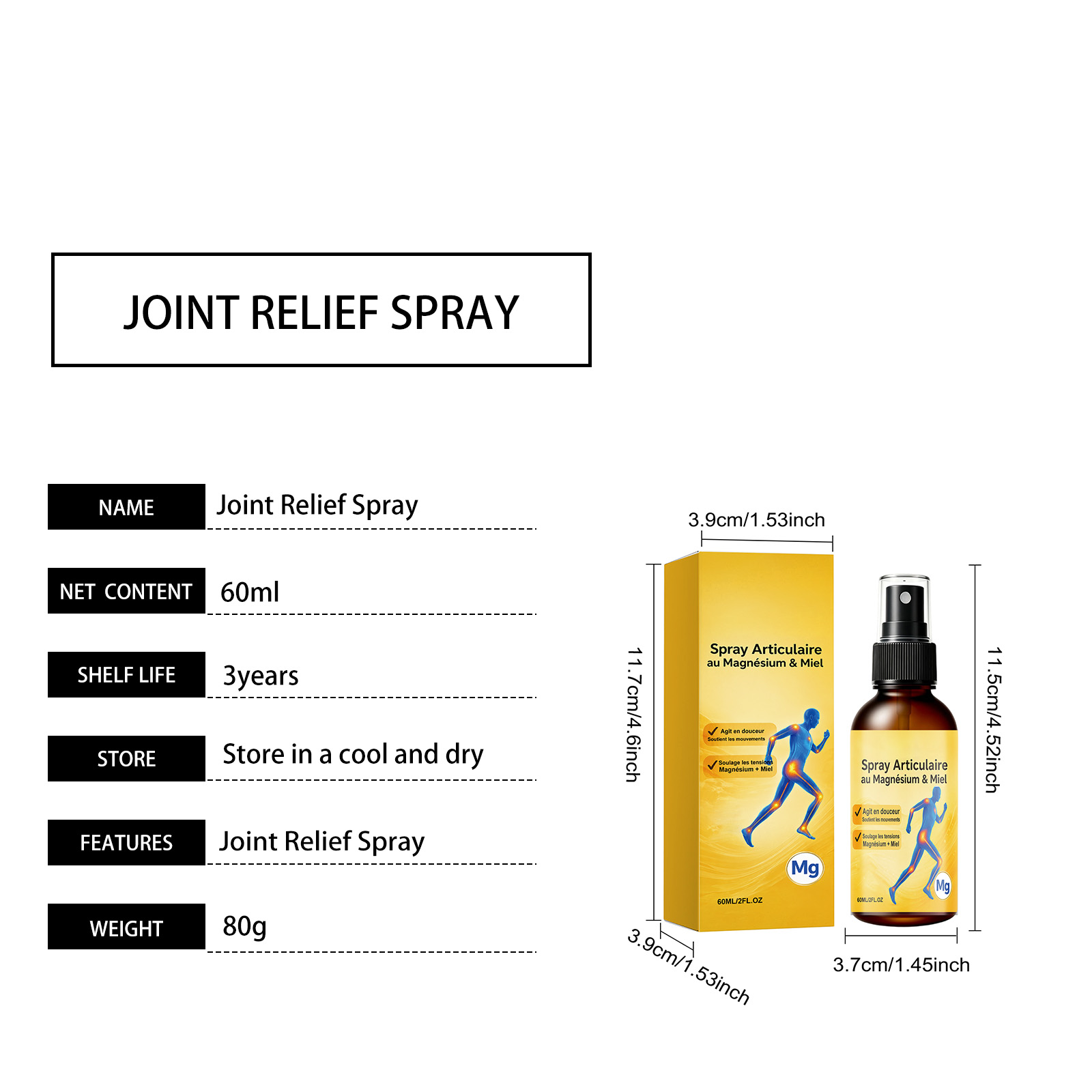Joint Relief Care Spray Mild Soft Skin Nourish External Comfort Knee Wrist Joint Tissue
