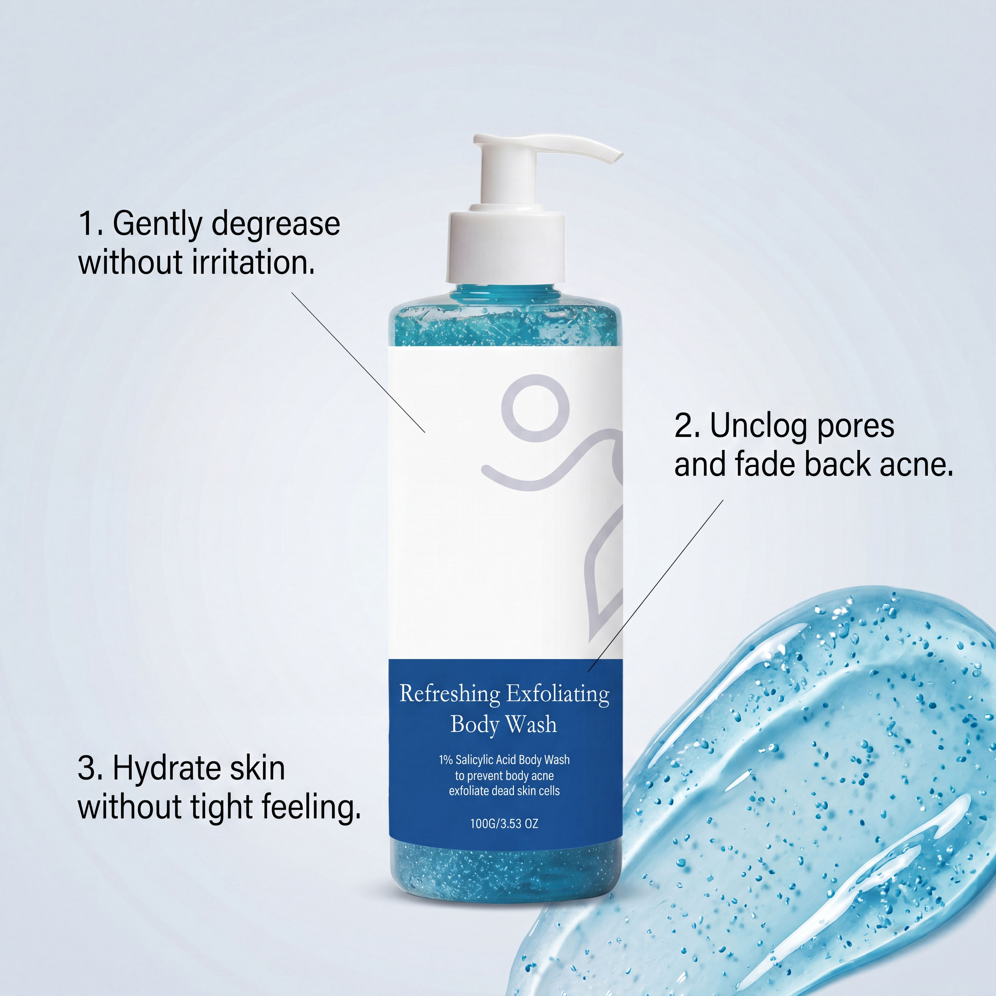 Exfoliating Body Wash Mild Moisturizing Dense Foam Silky Smooth Refreshing For Skin