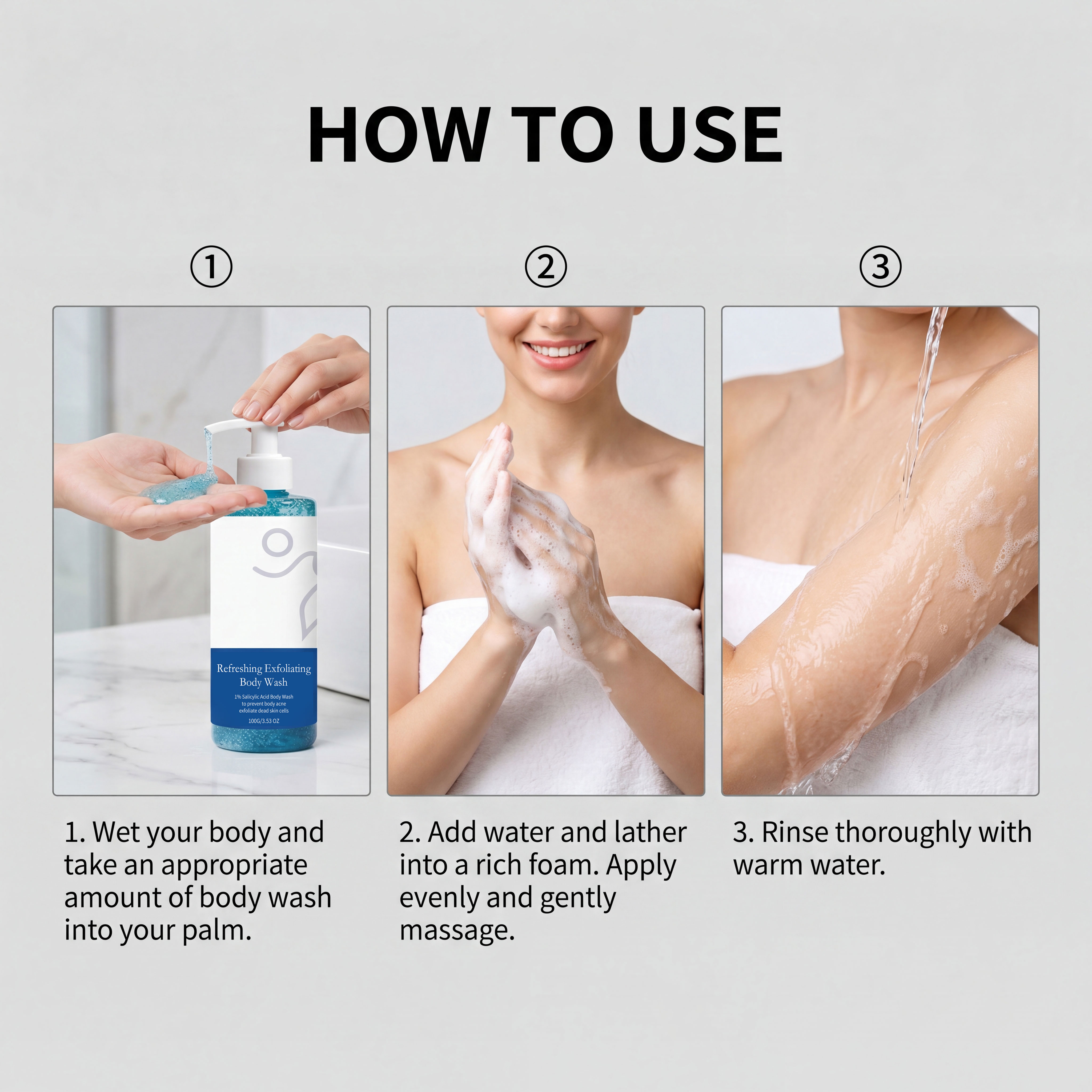 Exfoliating Body Wash Mild Moisturizing Dense Foam Silky Smooth Refreshing For Skin