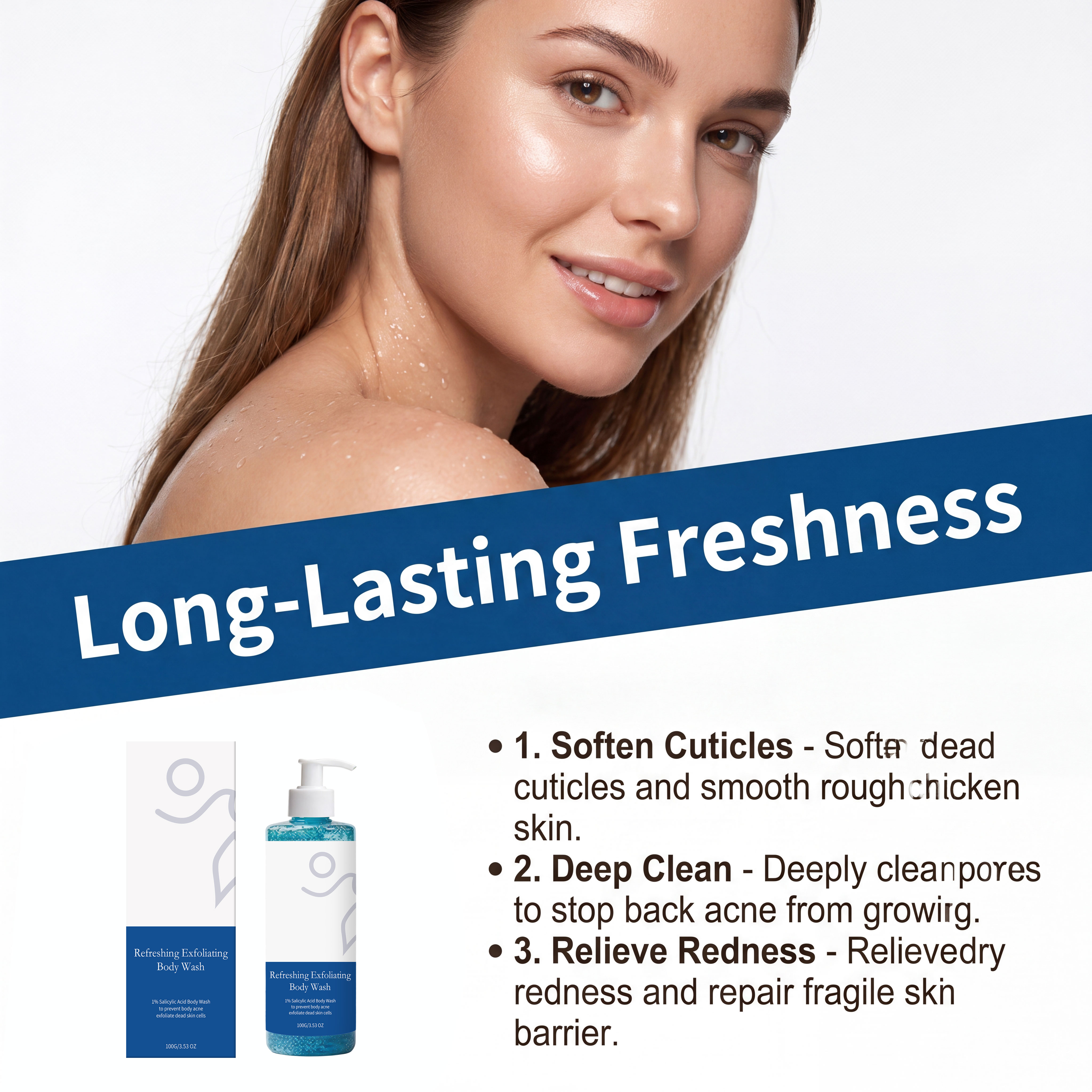 Exfoliating Body Wash Mild Moisturizing Dense Foam Silky Smooth Refreshing For Skin