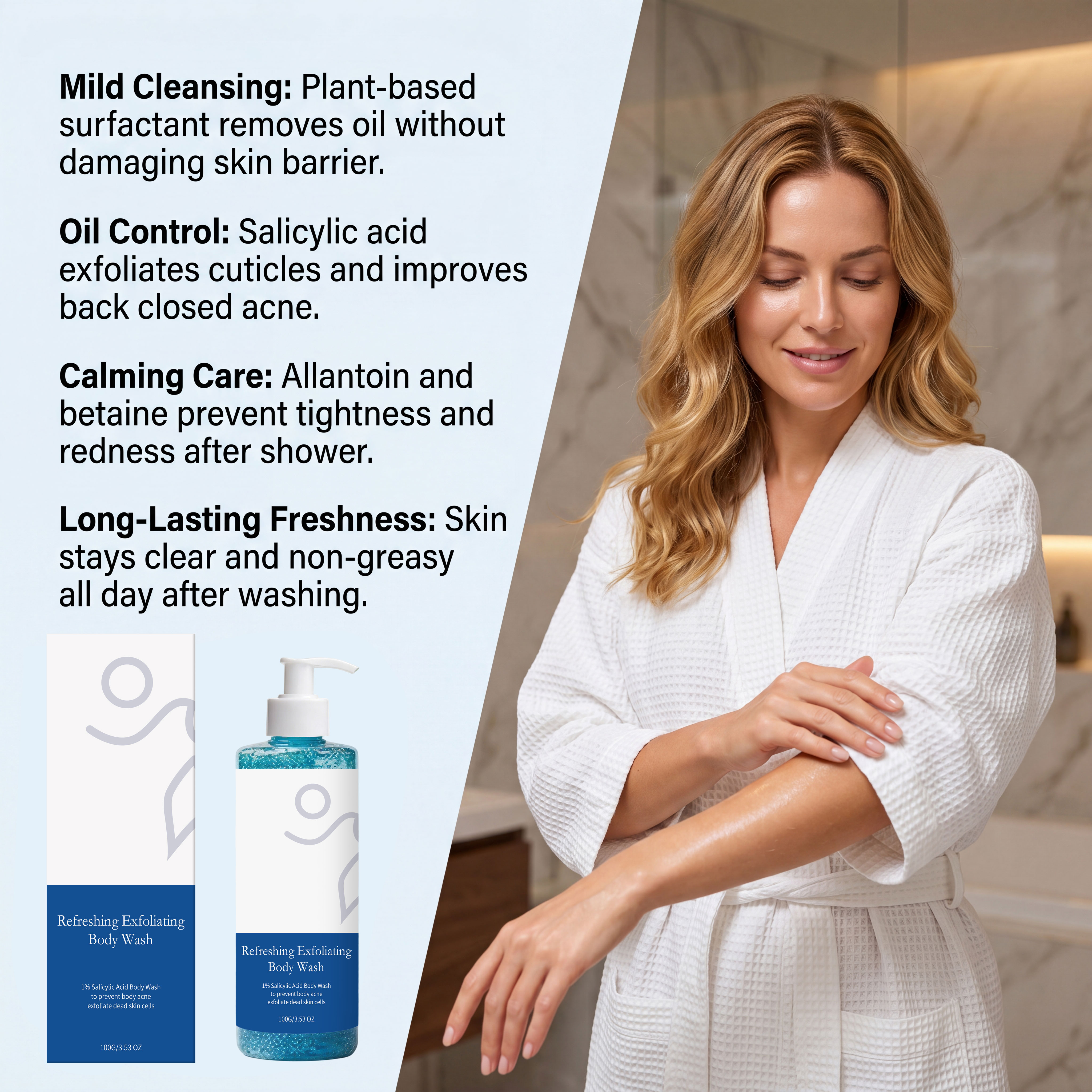 Exfoliating Body Wash Mild Moisturizing Dense Foam Silky Smooth Refreshing For Skin
