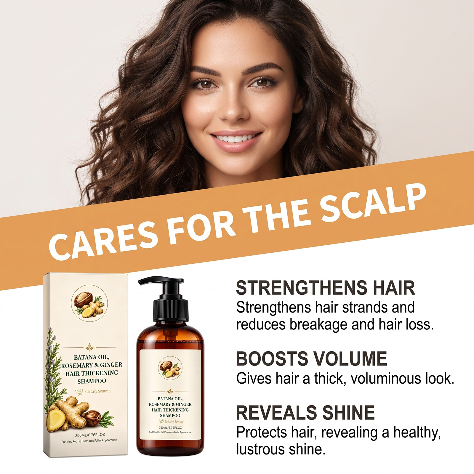 Batana Oil Shampoo Mild Ingredients Clean Scalp Dense Foam Fluffy Plump Hair Strengthen Hair Strands